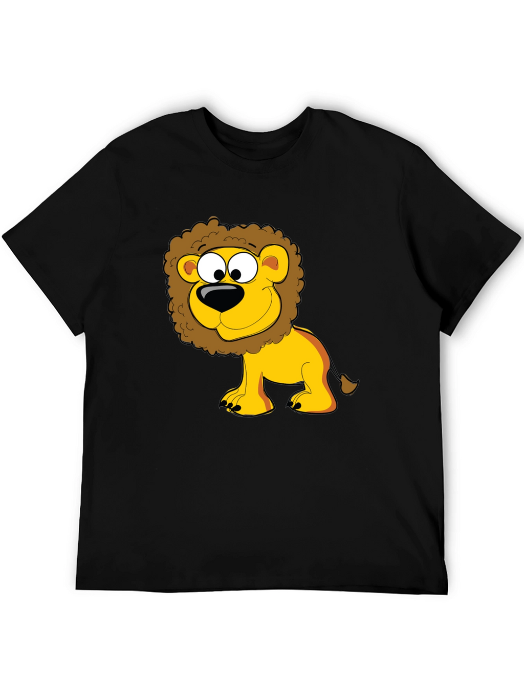 Lion Cartoon Graphic Black T-Shirt