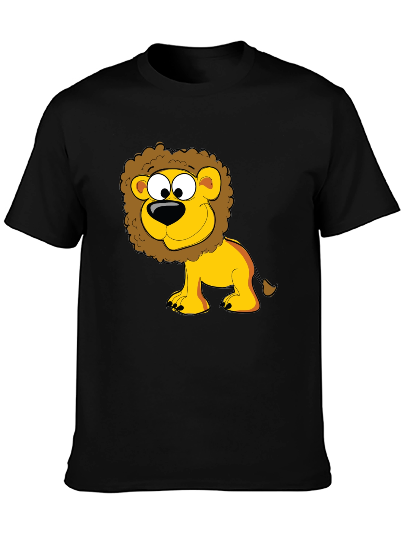 Lion Cartoon Graphic Black T-Shirt