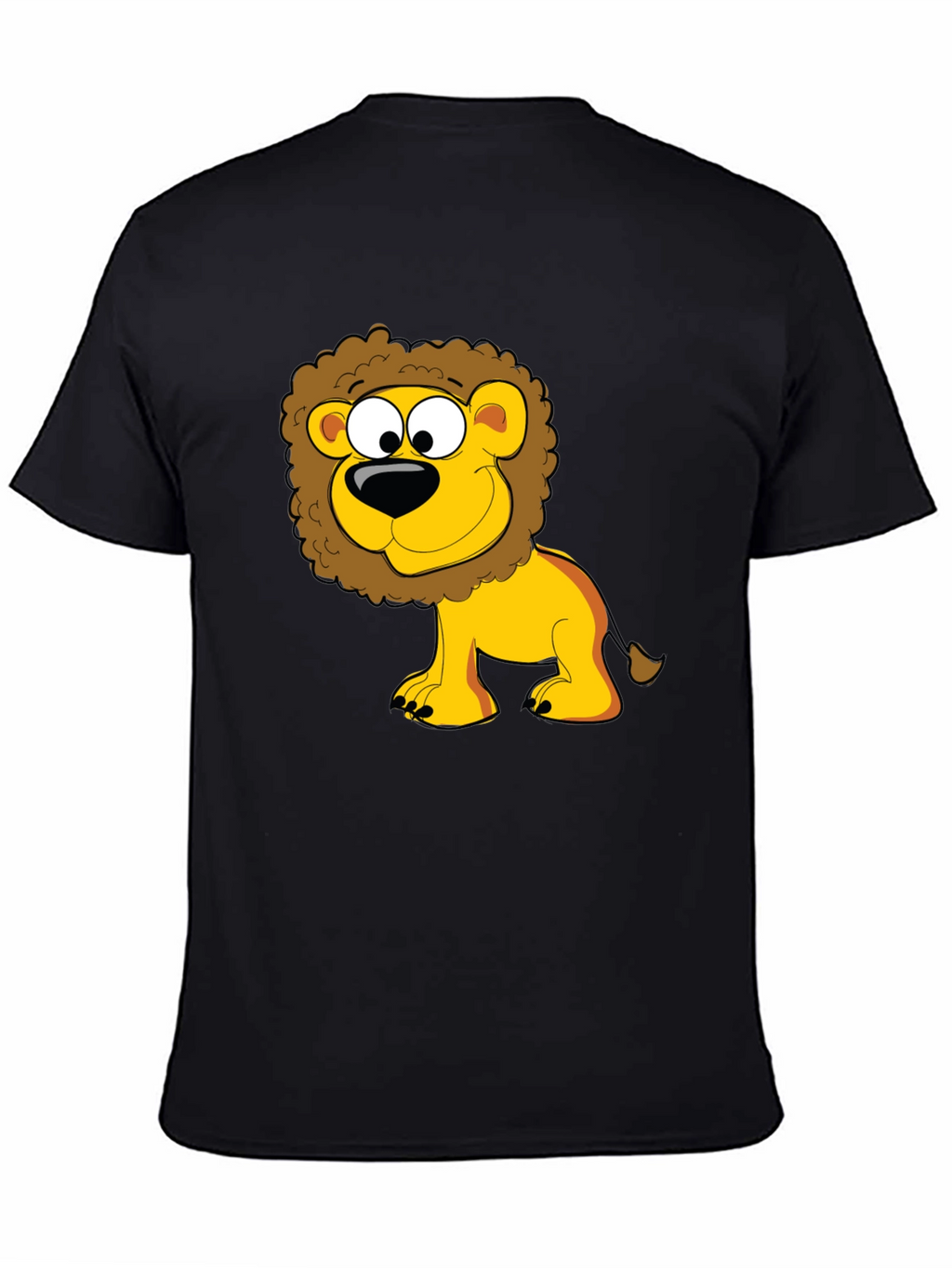 Lion Cartoon Graphic Black T-Shirt