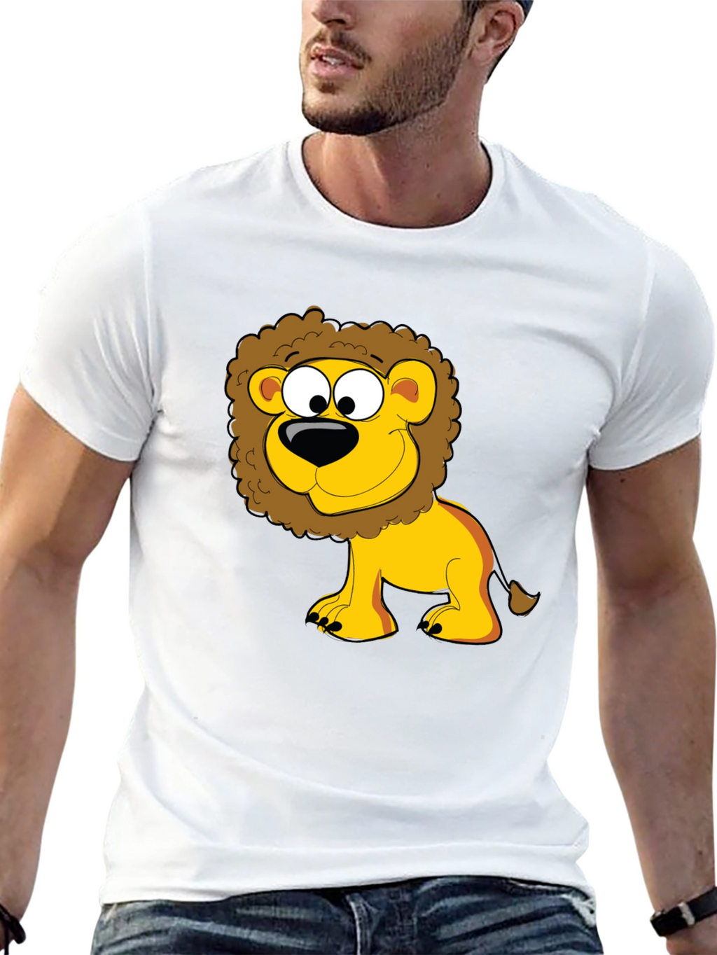 Lion Cartoon Graphic Black T-Shirt