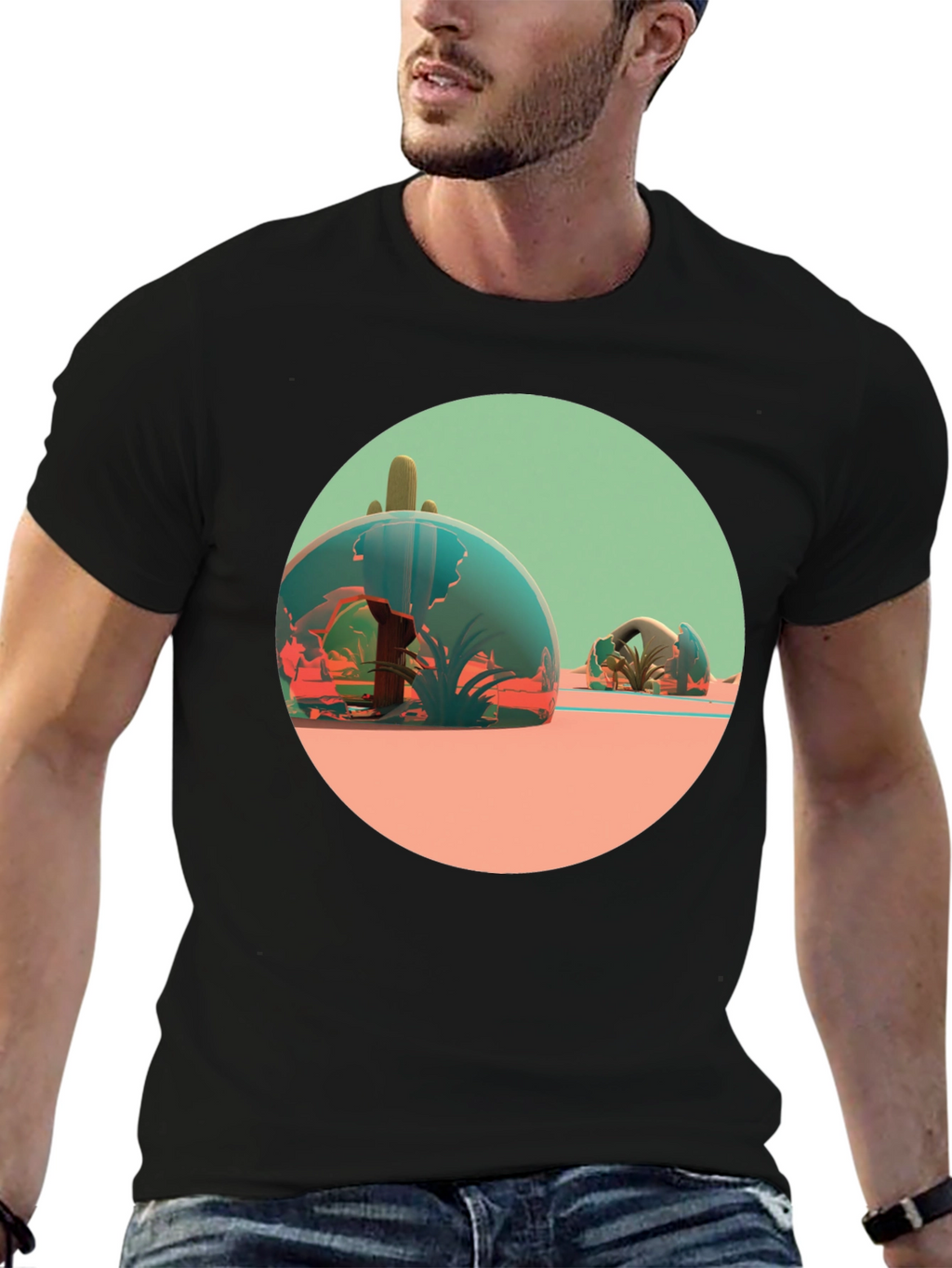 Desert Terrarium Graphic Tee - Black Cotton Blend