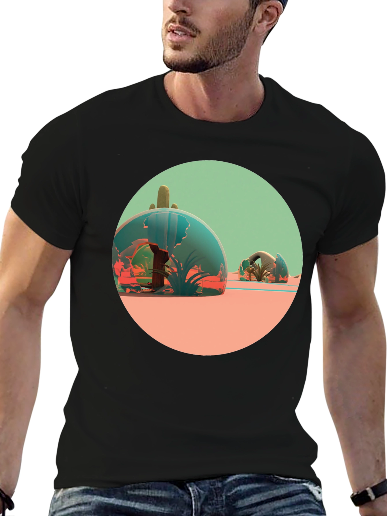Desert Terrarium Graphic Tee - Black Cotton Blend