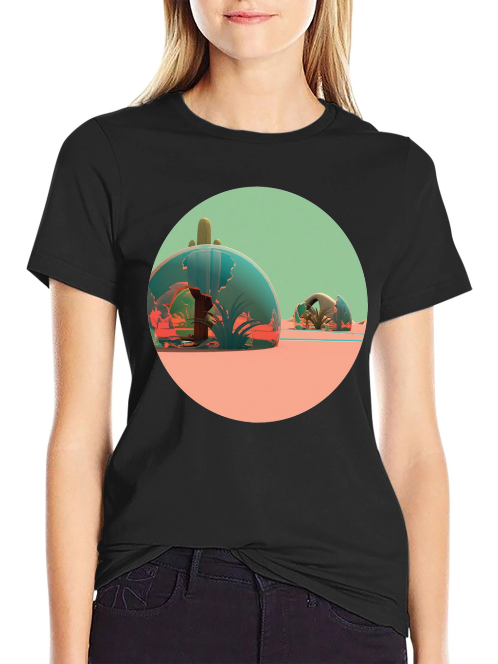 Desert Terrarium Graphic Tee - Black Cotton Blend