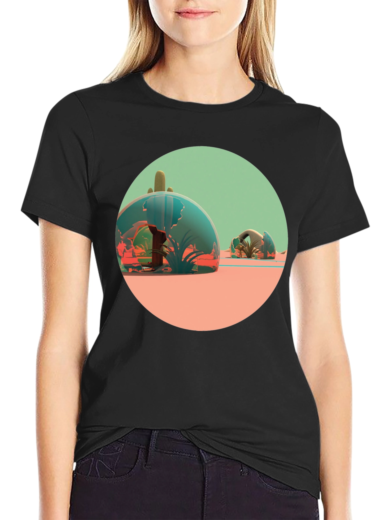 Desert Terrarium Graphic Tee - Black Cotton Blend