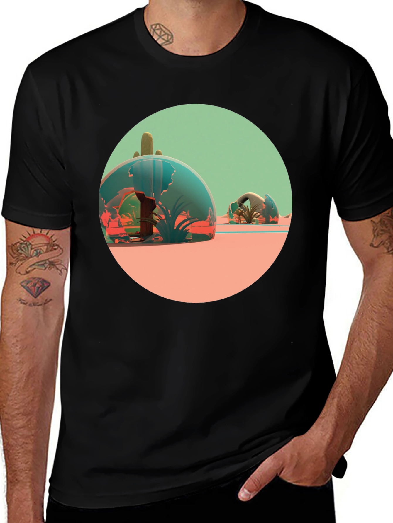 Desert Terrarium Graphic Tee - Black Cotton Blend