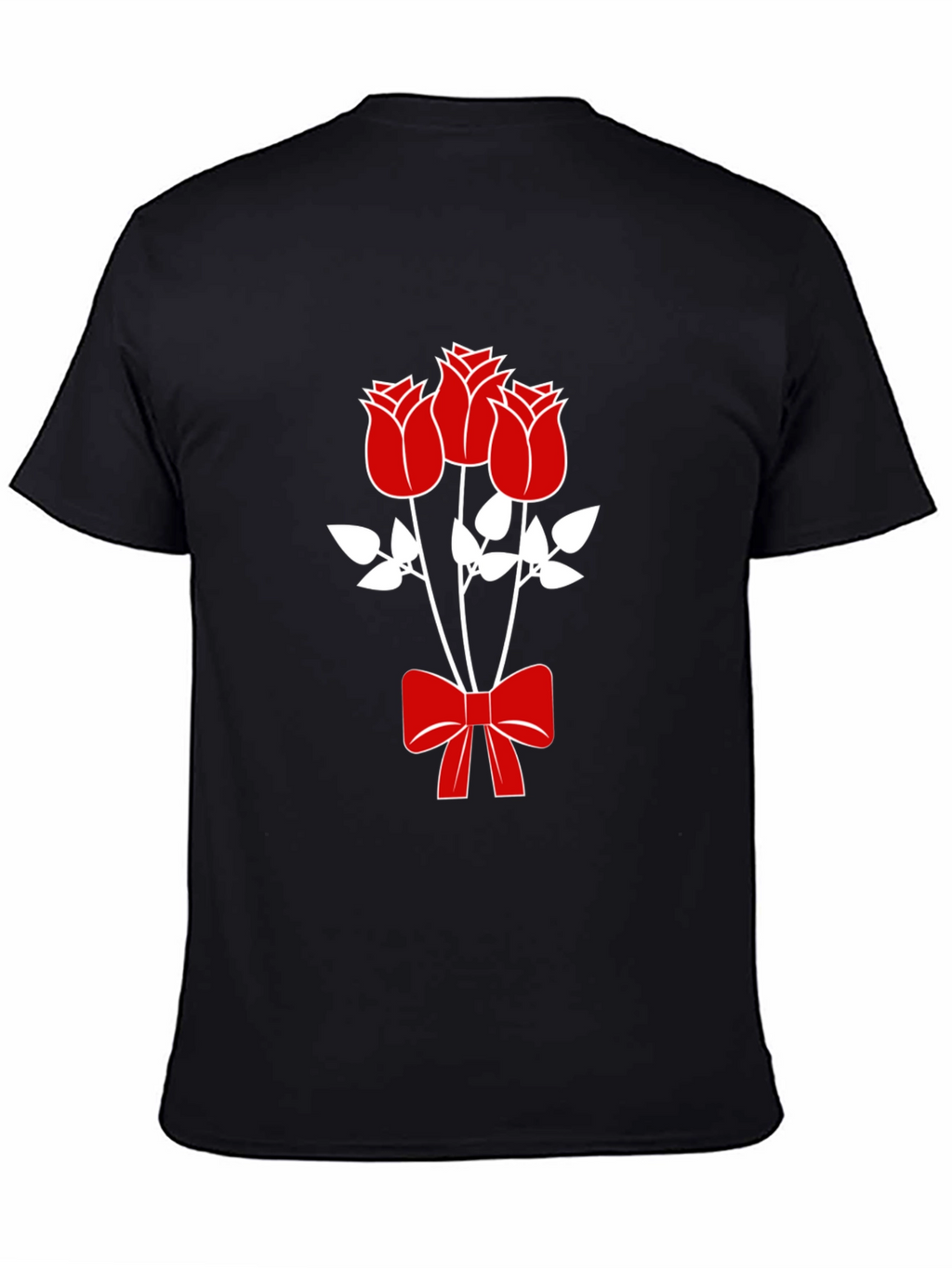 Mens Black Graphic Tee - Roses & Bow