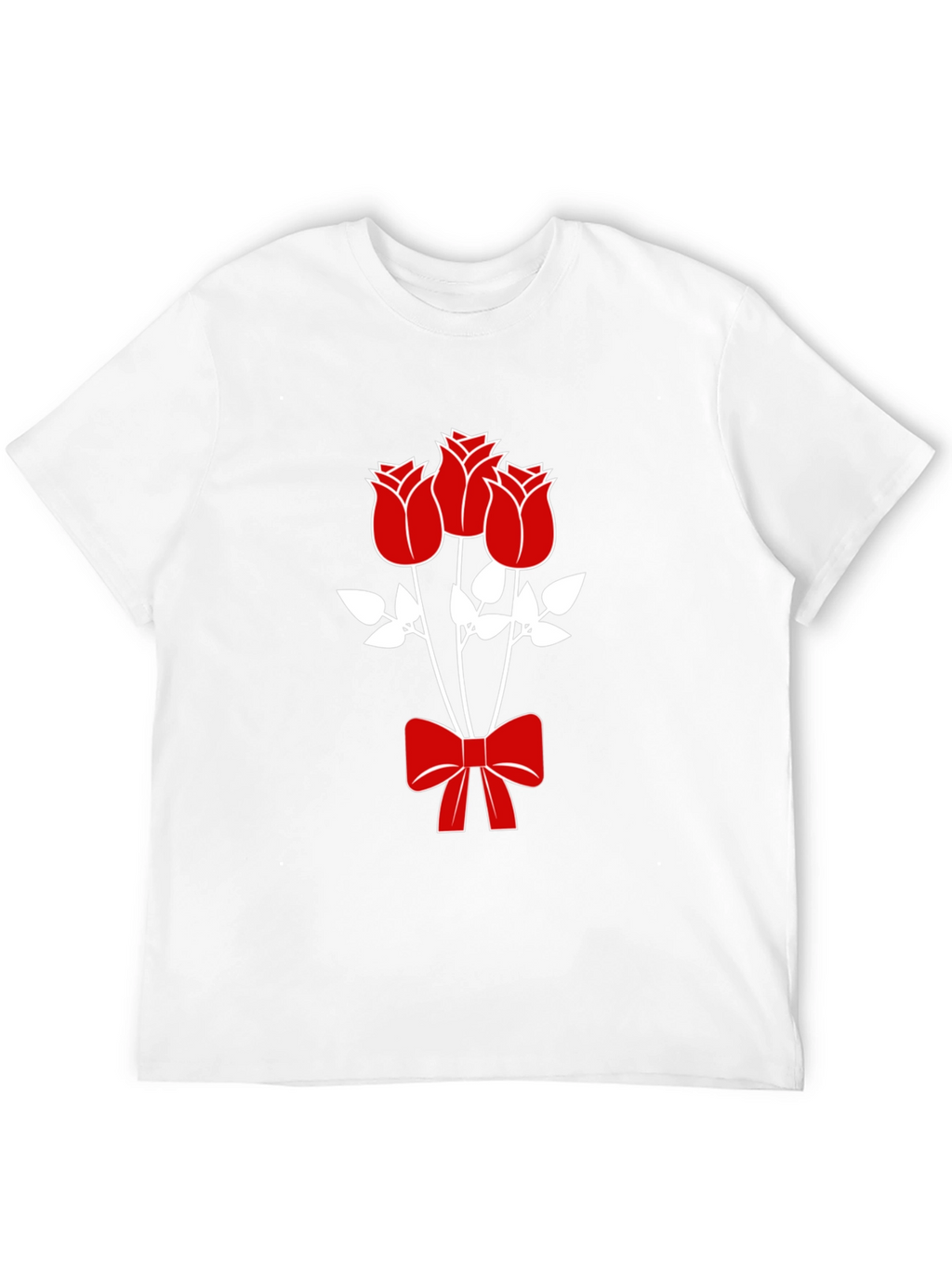 Mens Black Graphic Tee - Roses & Bow