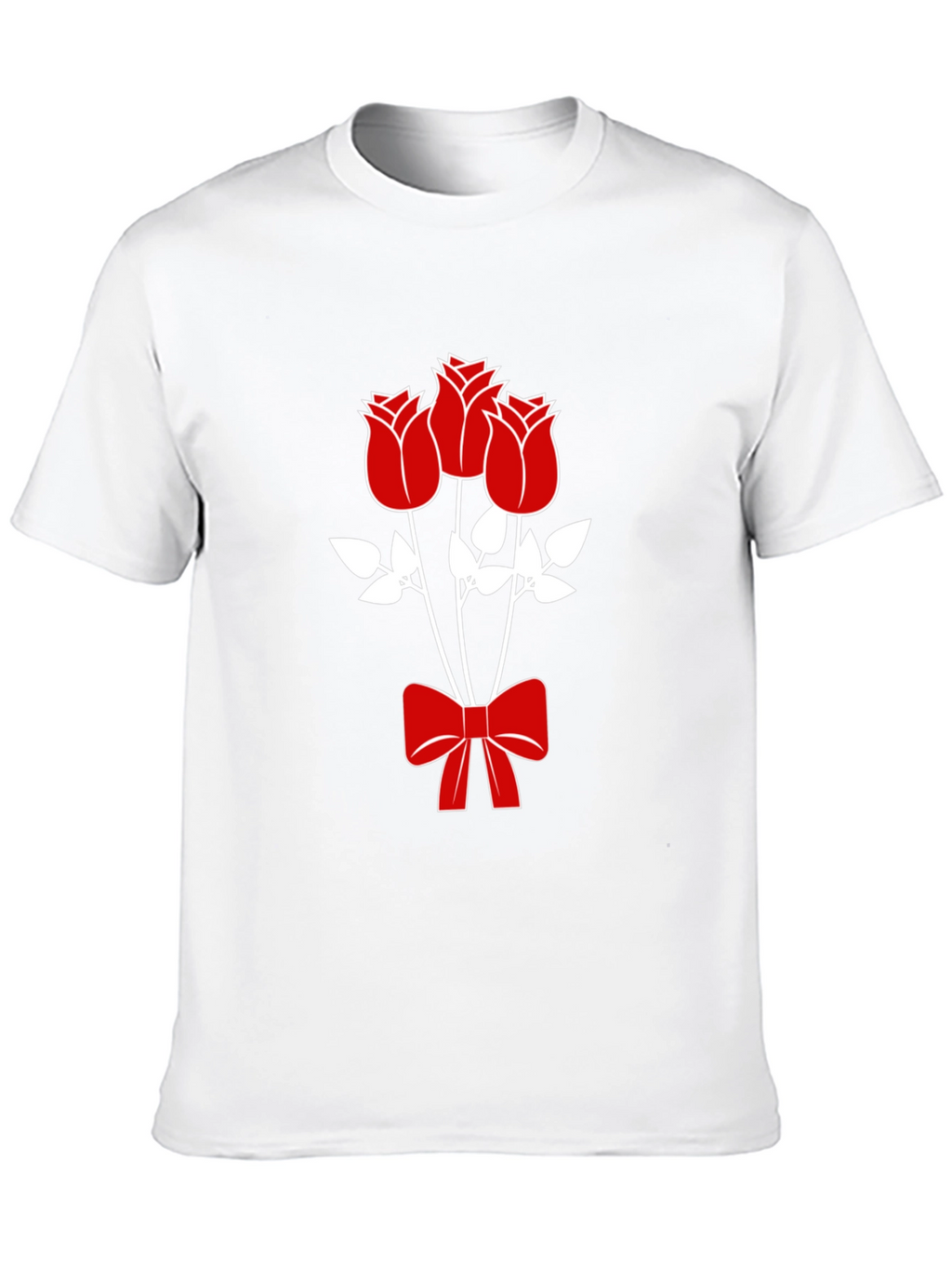 Mens Black Graphic Tee - Roses & Bow