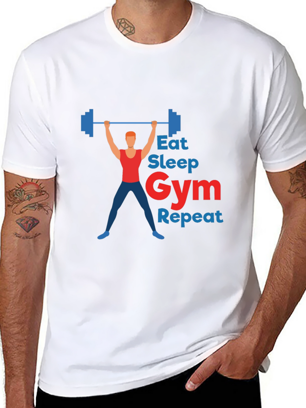 Eat Sleep Gym Repeat Graphic T-Shirt - Black