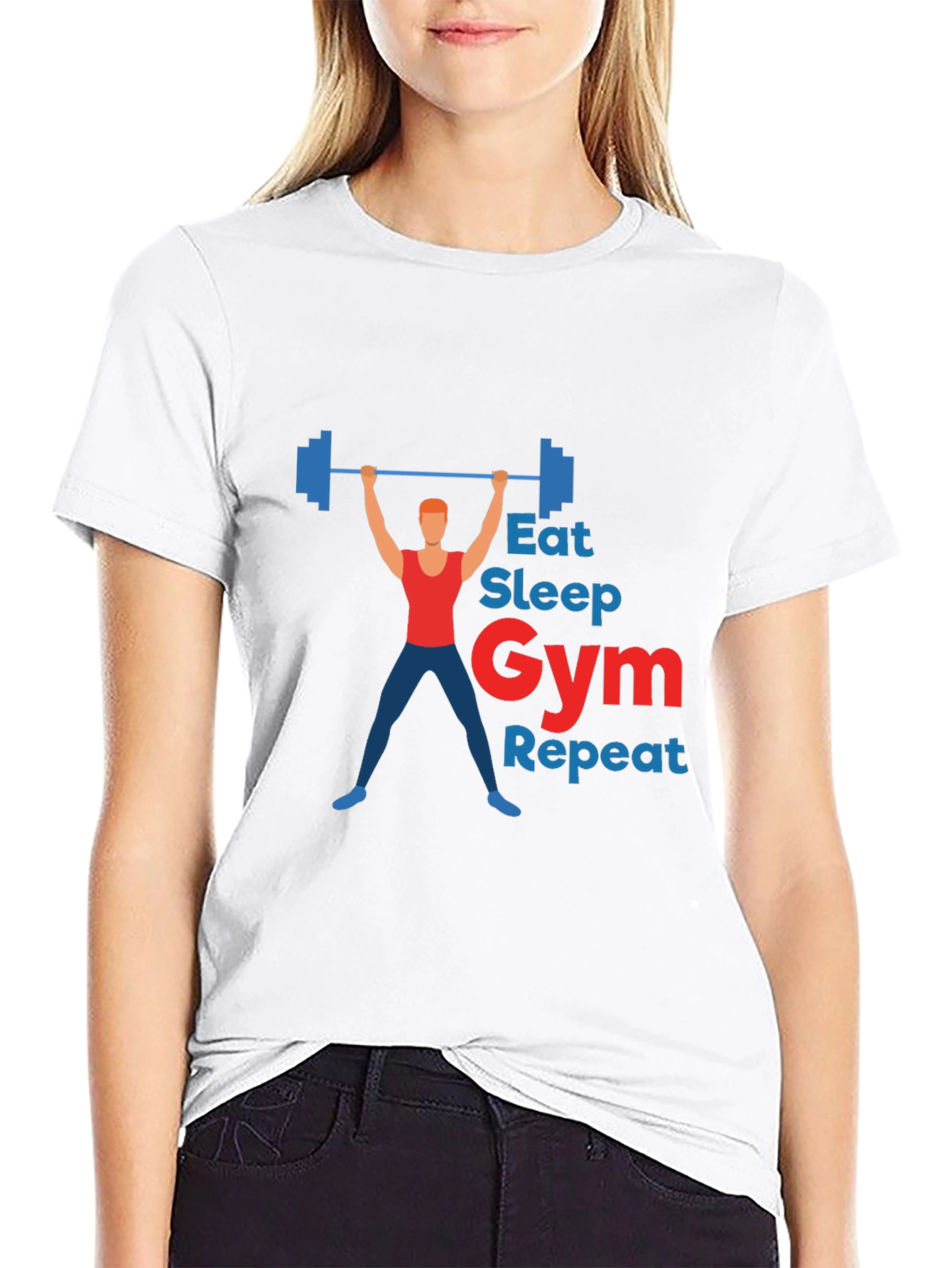 Eat Sleep Gym Repeat Graphic T-Shirt - Black