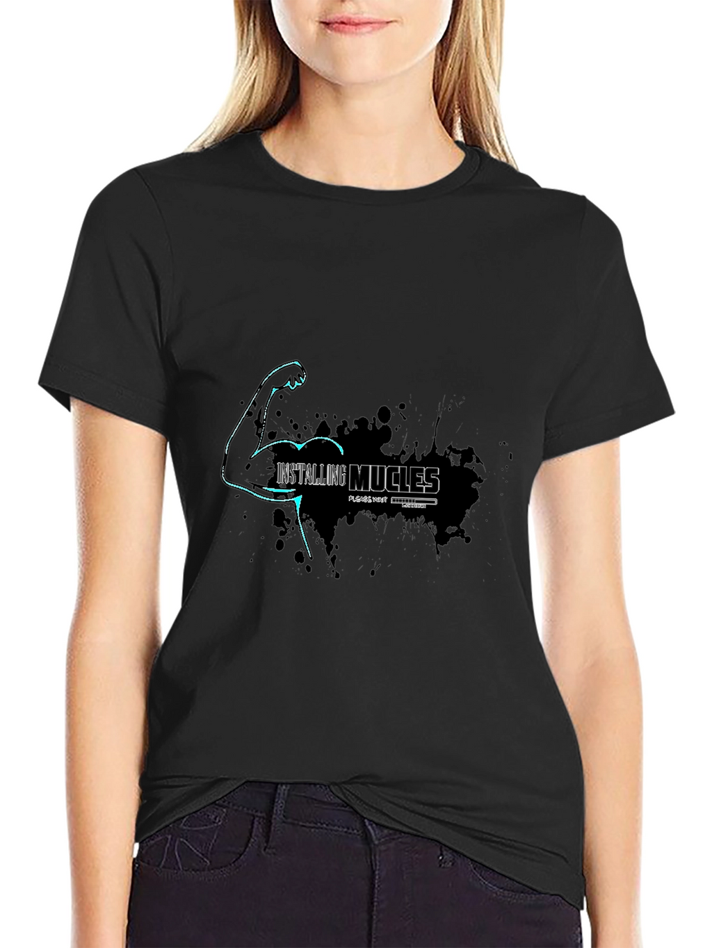 Installing Muscles T-Shirt: Humorous Fitness Graphic Tee
