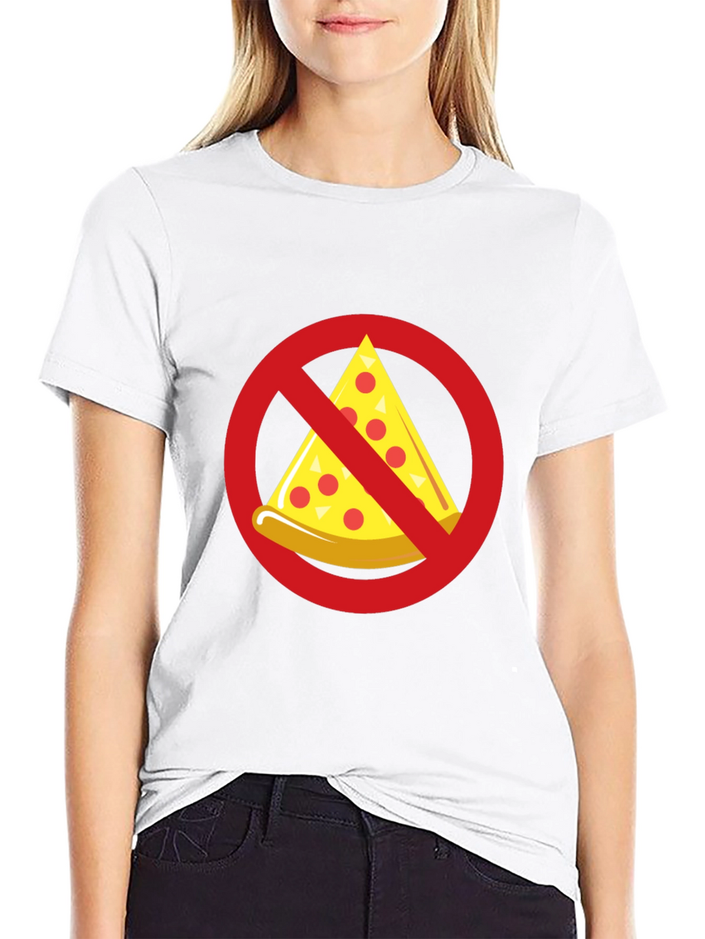 No Pizza Black T-Shirt - Novelty Graphic Tee