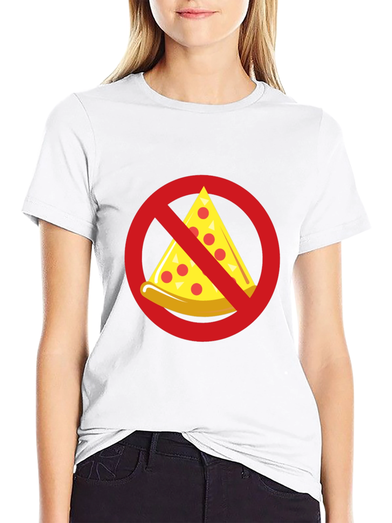 No Pizza Black T-Shirt - Novelty Graphic Tee