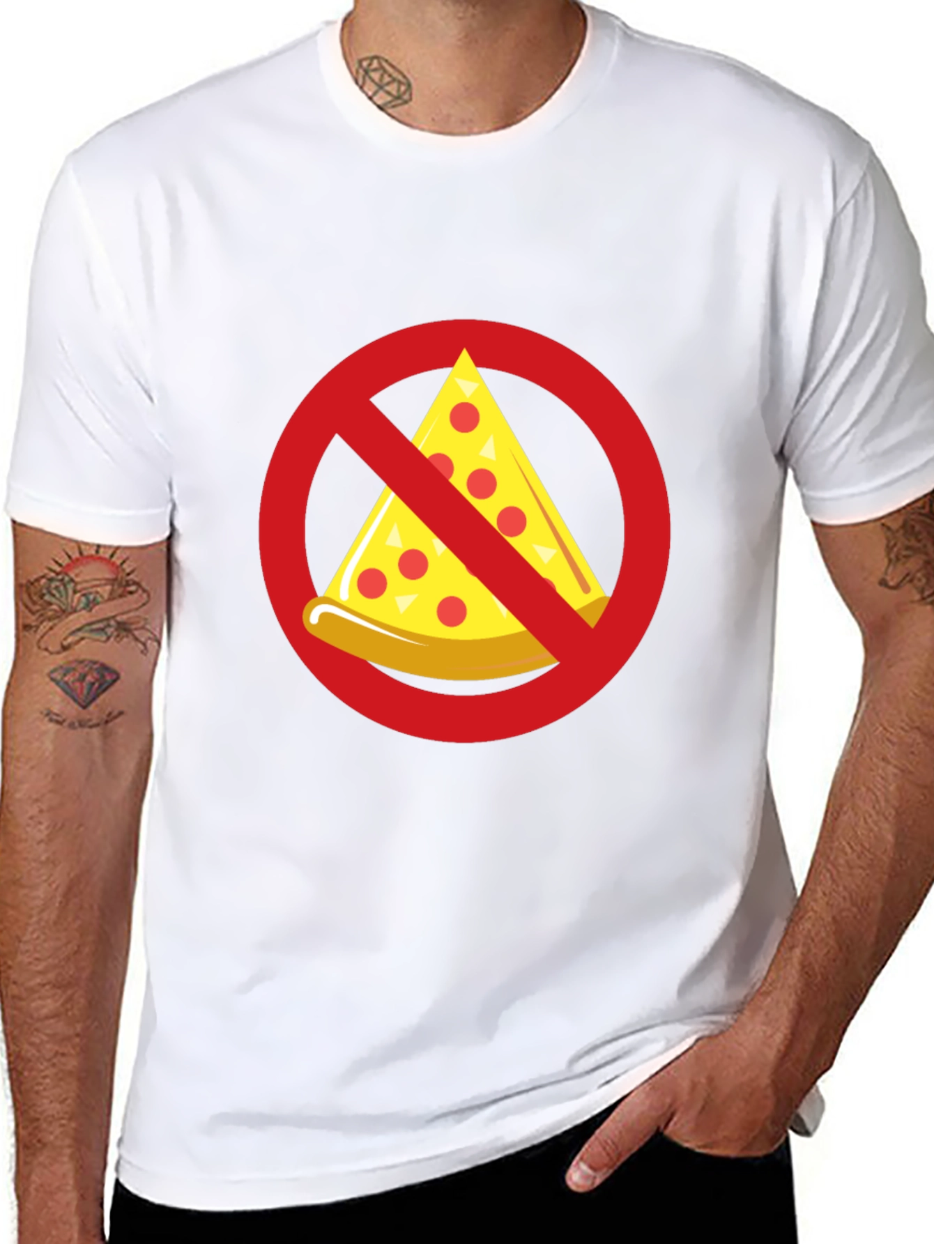 No Pizza Black T-Shirt - Novelty Graphic Tee