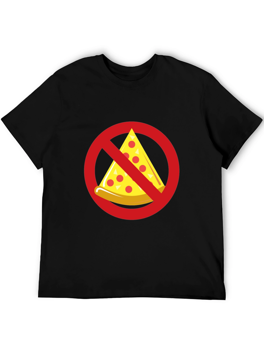 No Pizza Black T-Shirt - Novelty Graphic Tee