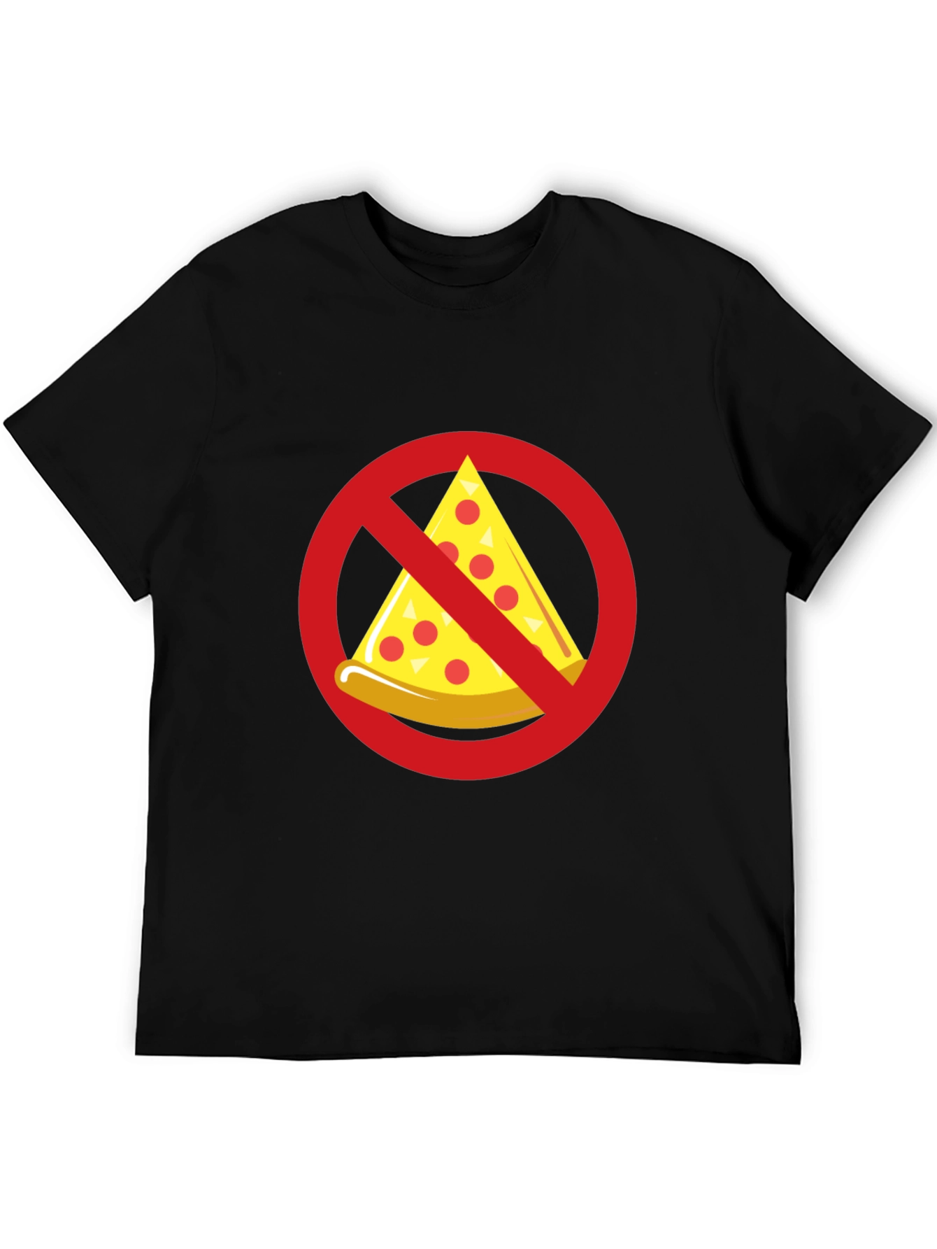 No Pizza Black T-Shirt - Novelty Graphic Tee