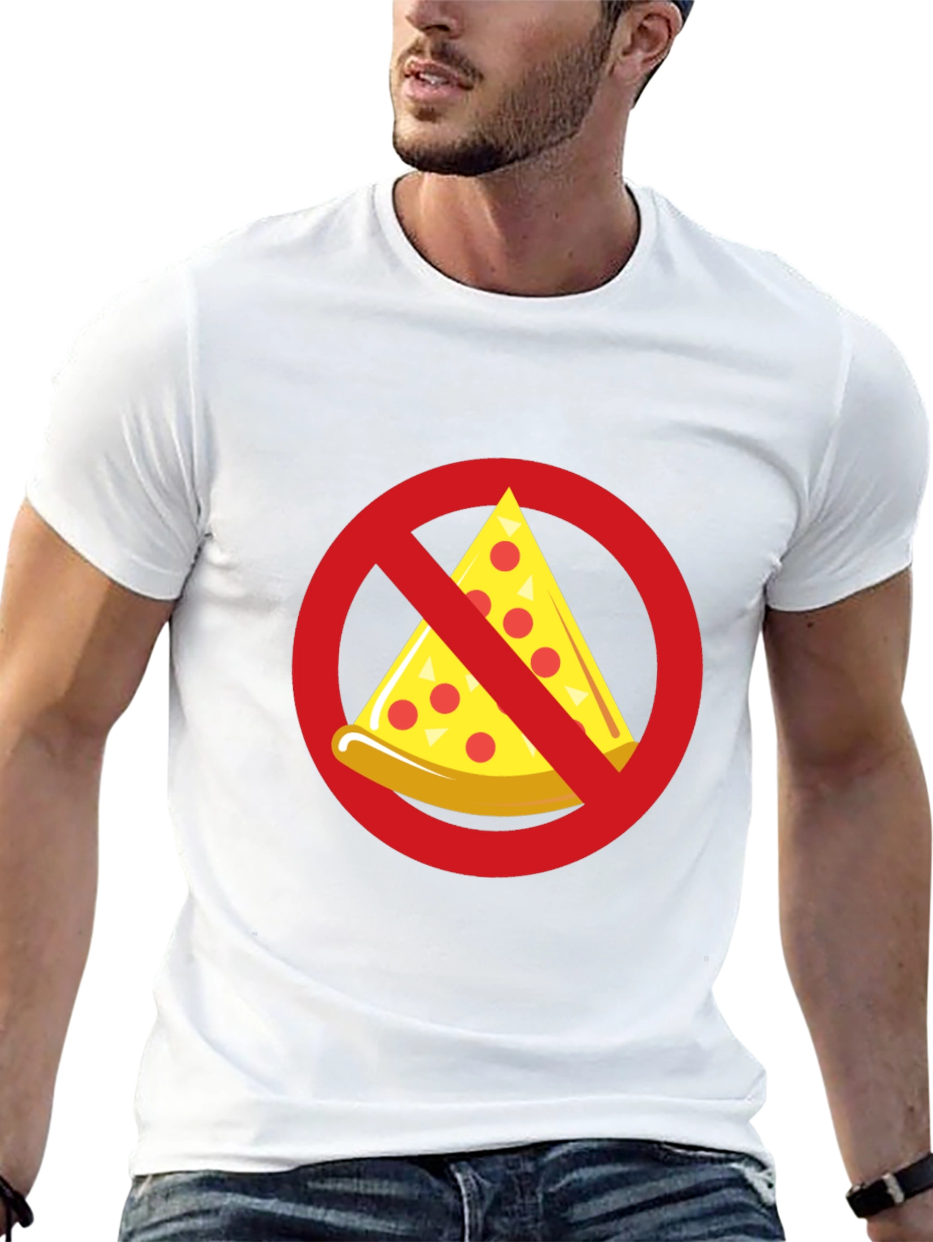 No Pizza Black T-Shirt - Novelty Graphic Tee