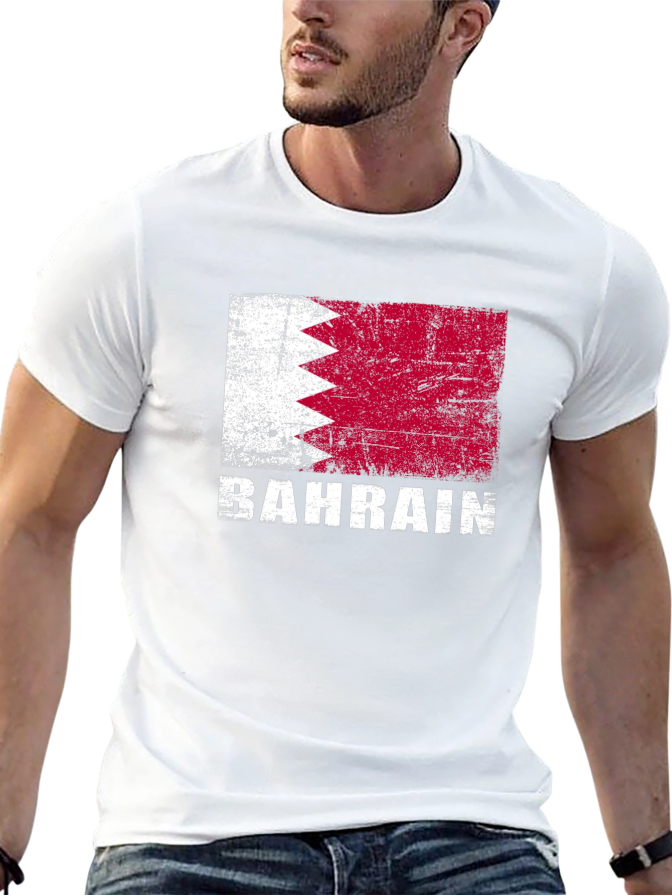 Bahrain Flag T-Shirt - Distressed Graphic Tee