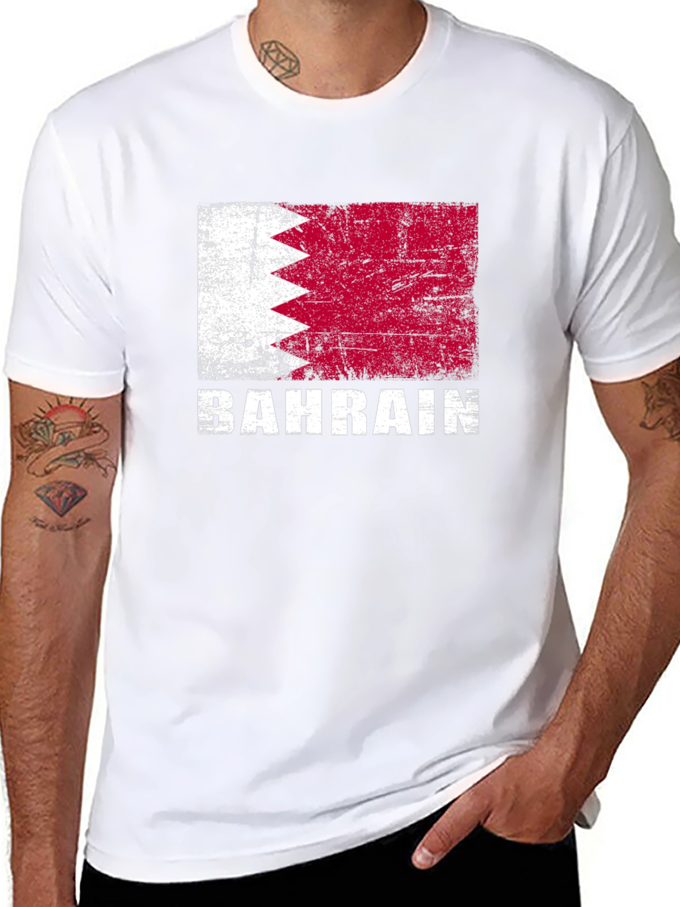Bahrain Flag T-Shirt - Distressed Graphic Tee