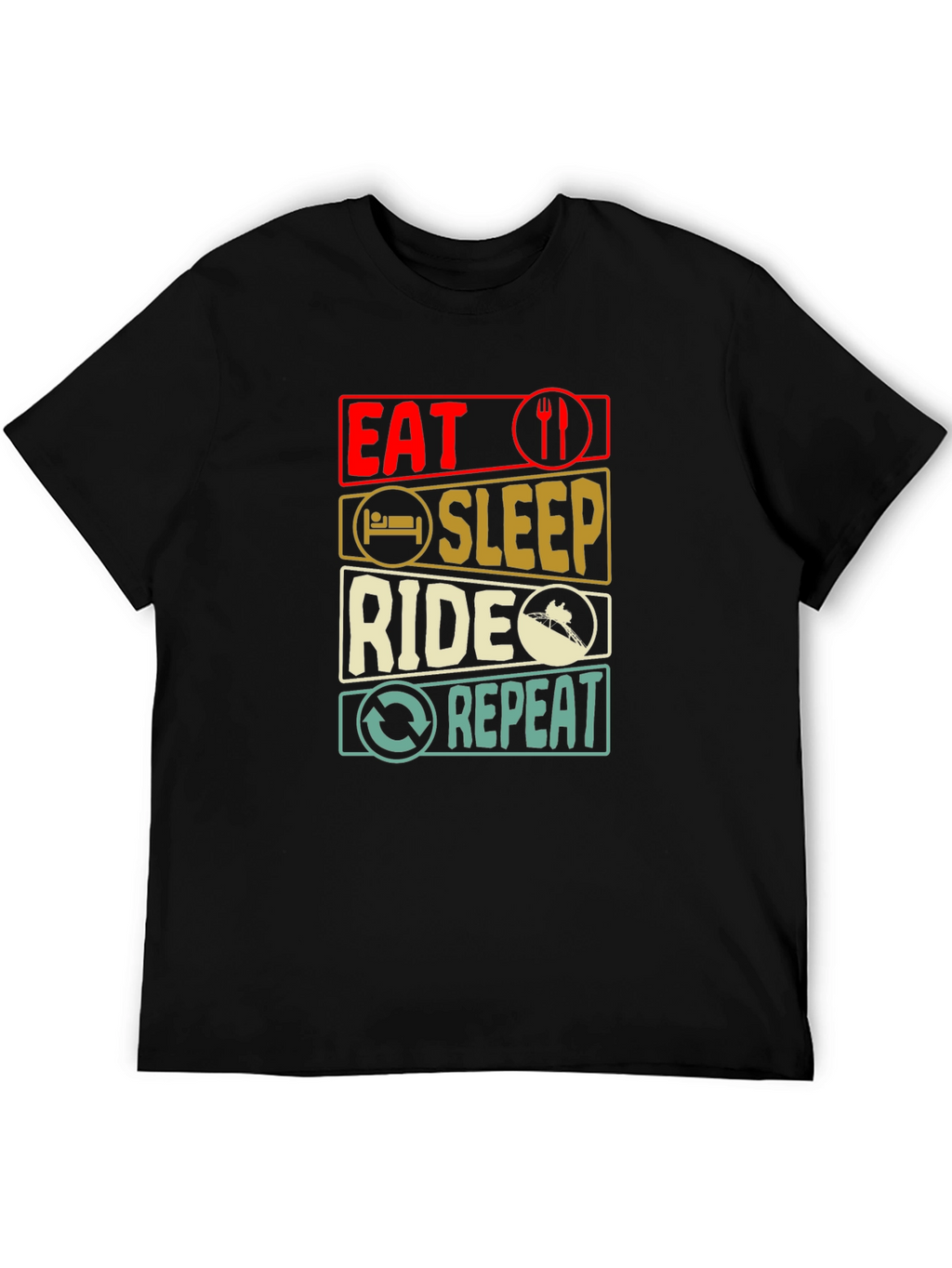 Eat Sleep Ride Repeat T-Shirt - Black Cotton Tee