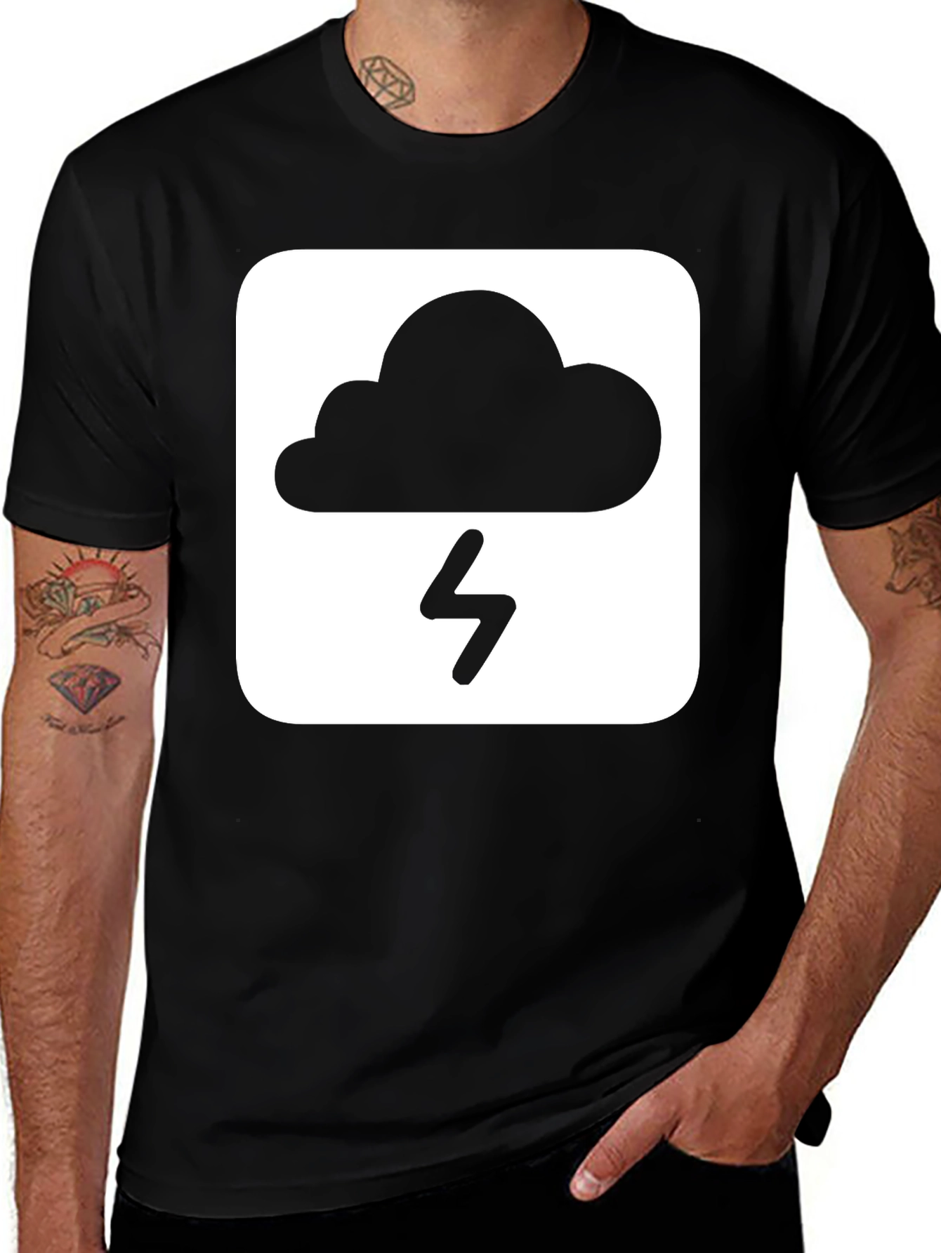 Storm Cloud Graphic T-Shirt - Black Cotton Tee