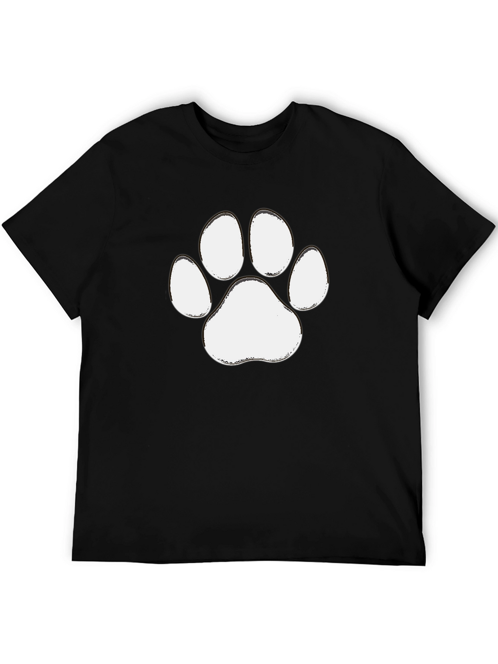 Paw Print Graphic Tee - Casual Black T-Shirt