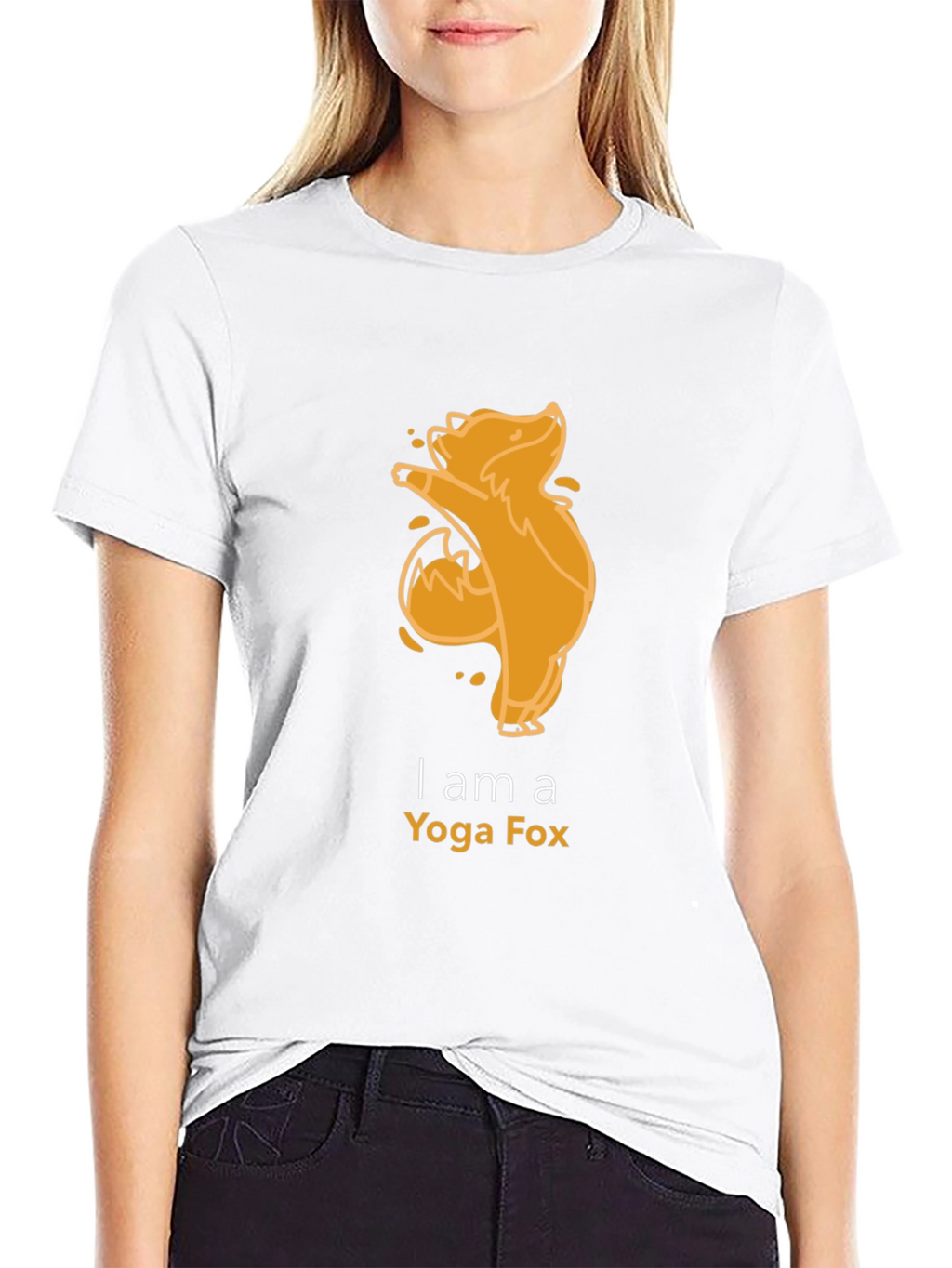 Yoga Fox Graphic Tee - Black Cotton T-Shirt