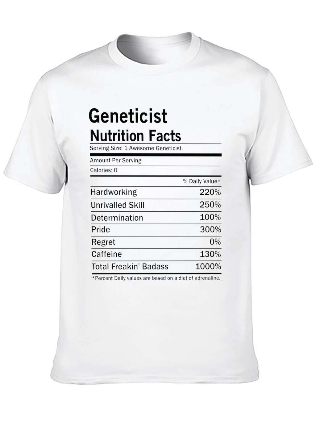 Geneticist Nutrition Facts Funny T-Shirt
