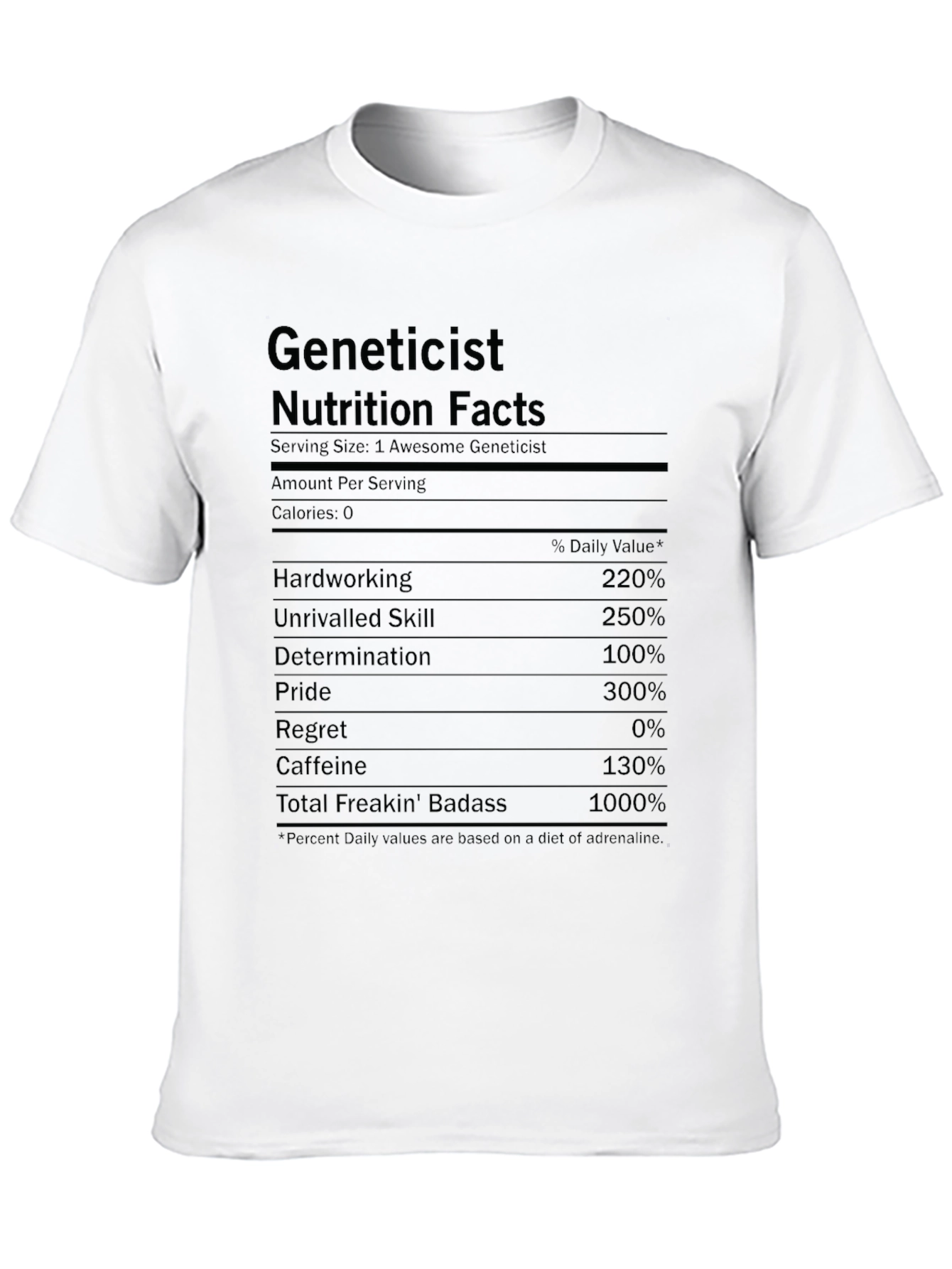 Geneticist Nutrition Facts Funny T-Shirt