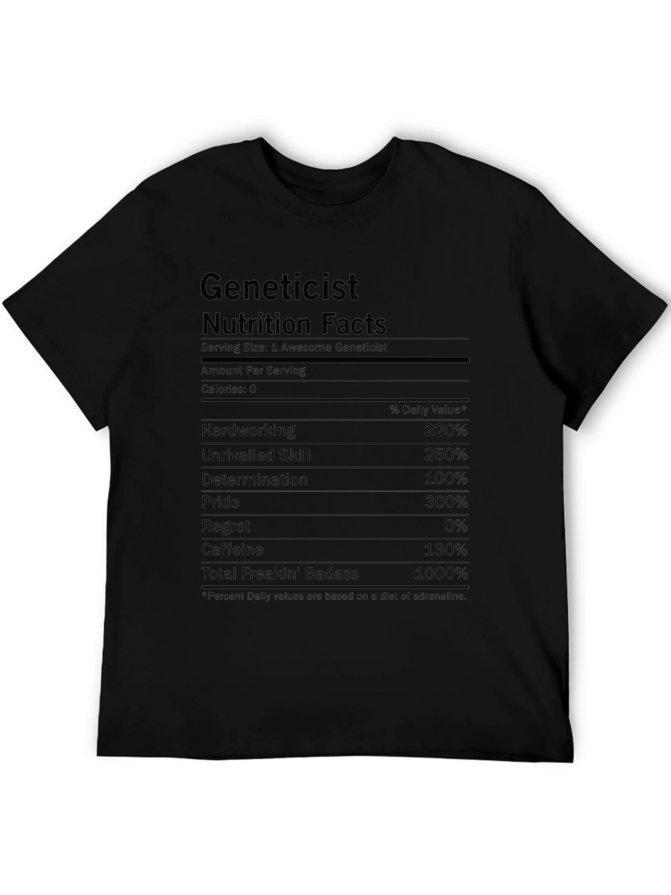 Geneticist Nutrition Facts Funny T-Shirt