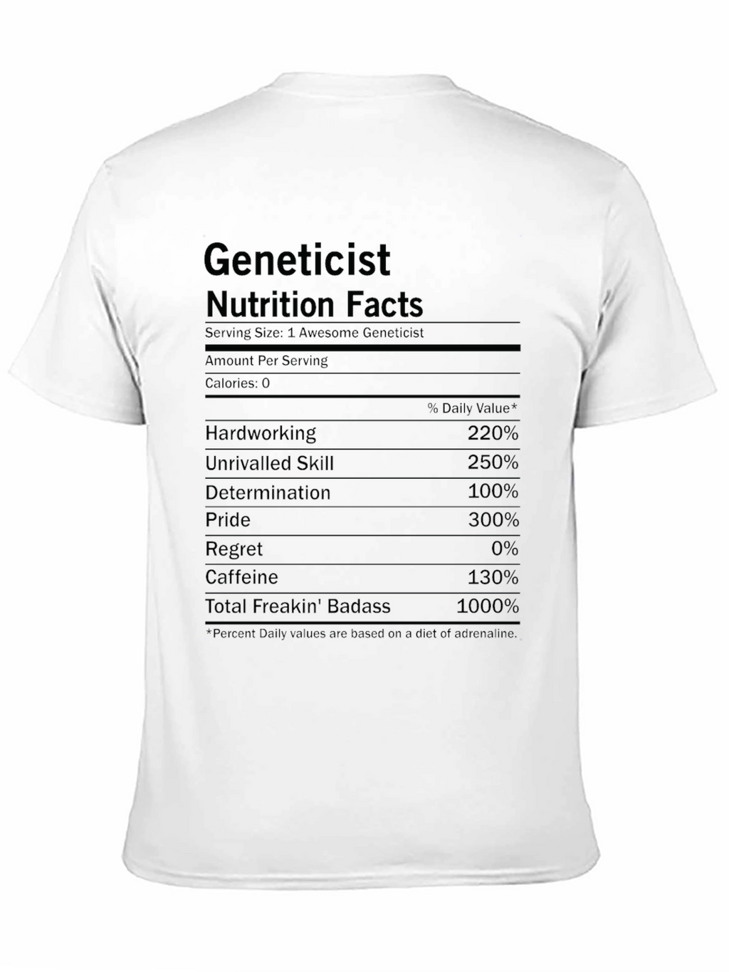 Geneticist Nutrition Facts Funny T-Shirt