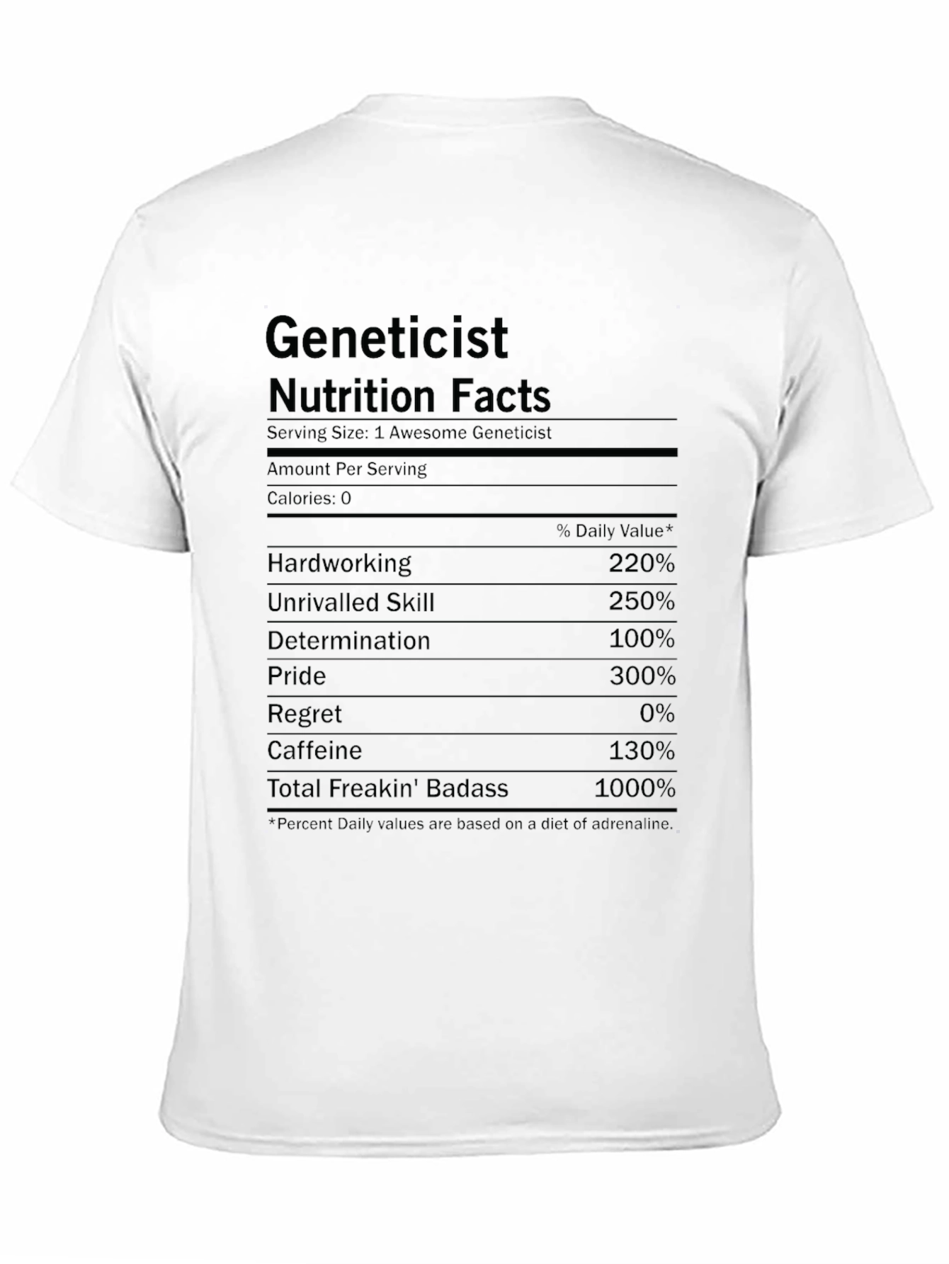 Geneticist Nutrition Facts Funny T-Shirt