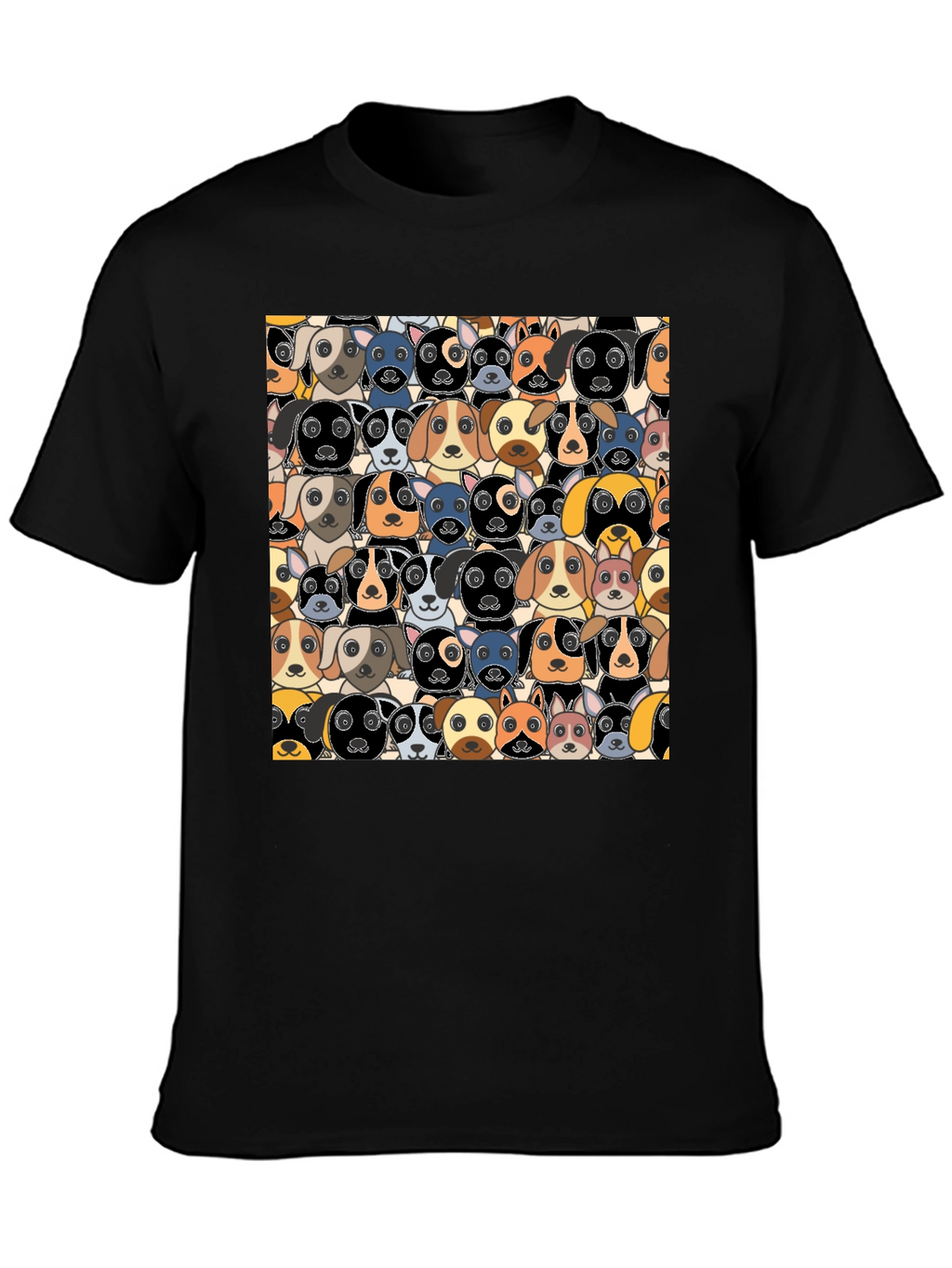 Cartoon Dog Faces Pattern T-Shirt