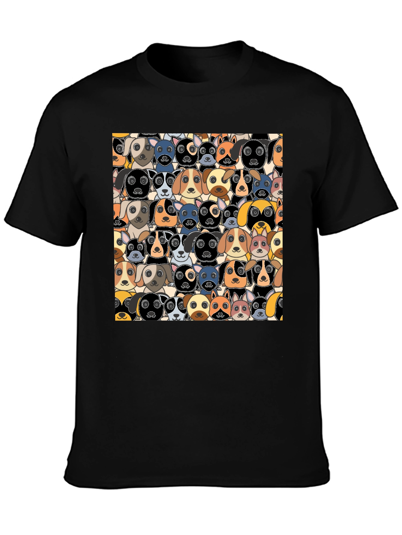Cartoon Dog Faces Pattern T-Shirt