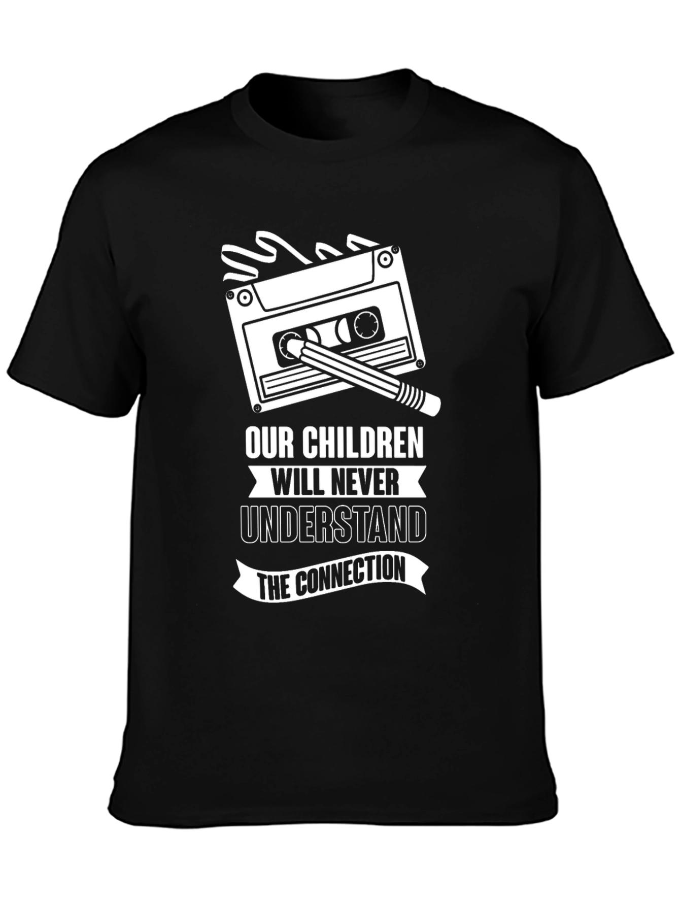 Retro Cassette Tape & Pencil Graphic T-Shirt