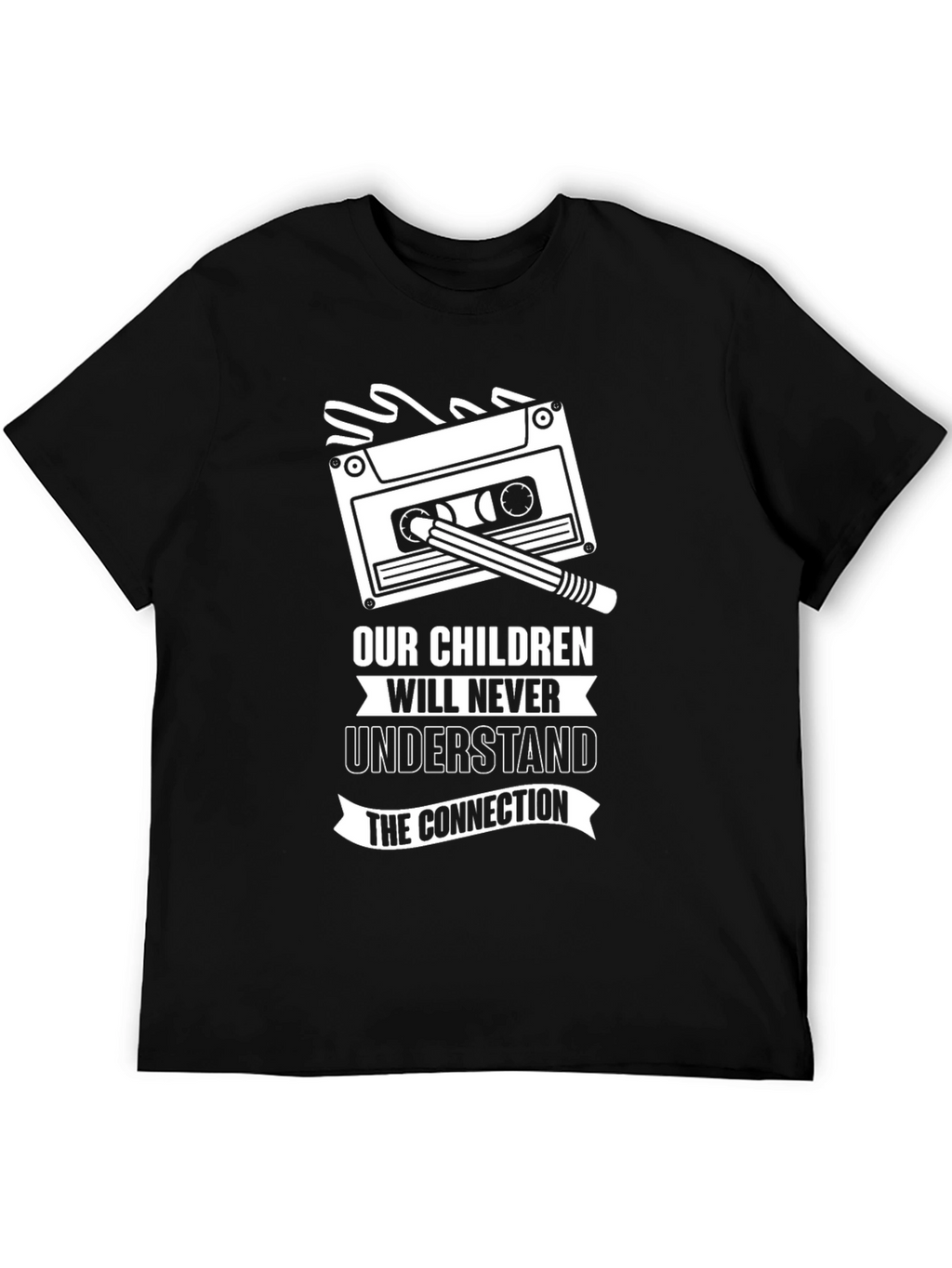 Retro Cassette Tape & Pencil Graphic T-Shirt