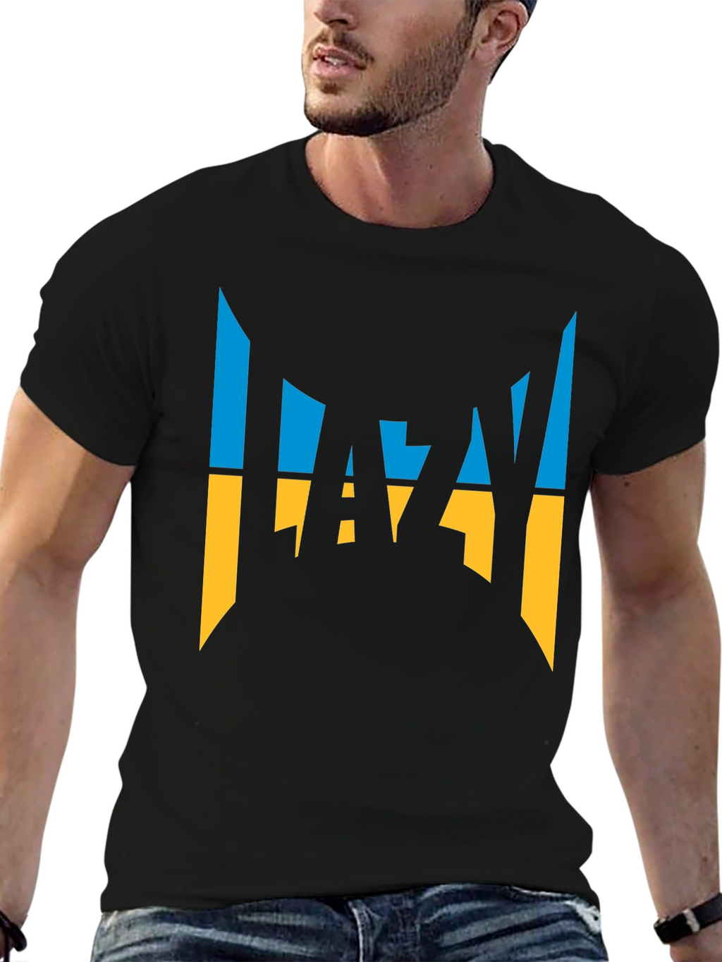 Lazy Ukrainian Flag Inspired Graphic T-Shirt