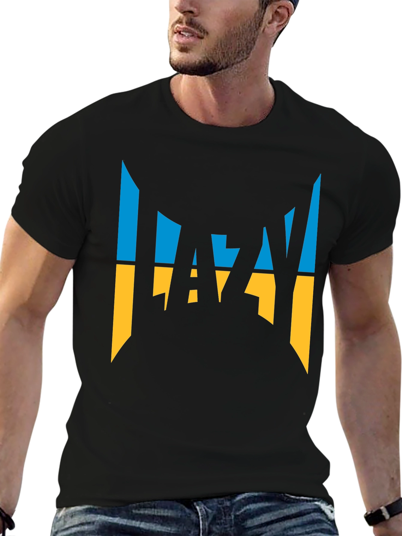 Lazy Ukrainian Flag Inspired Graphic T-Shirt