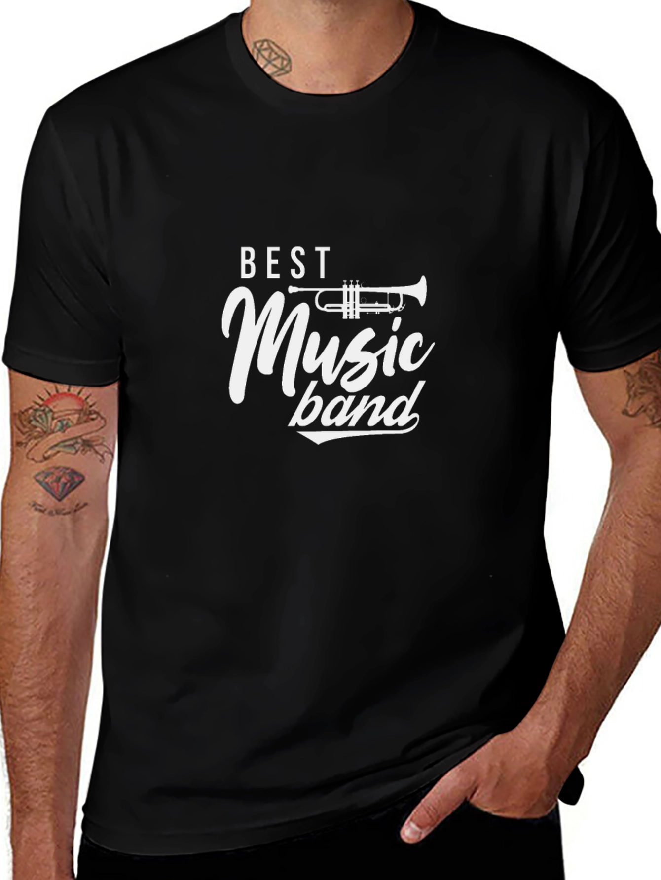 Best Music Band Trumpet Graphic Black T-Shirt