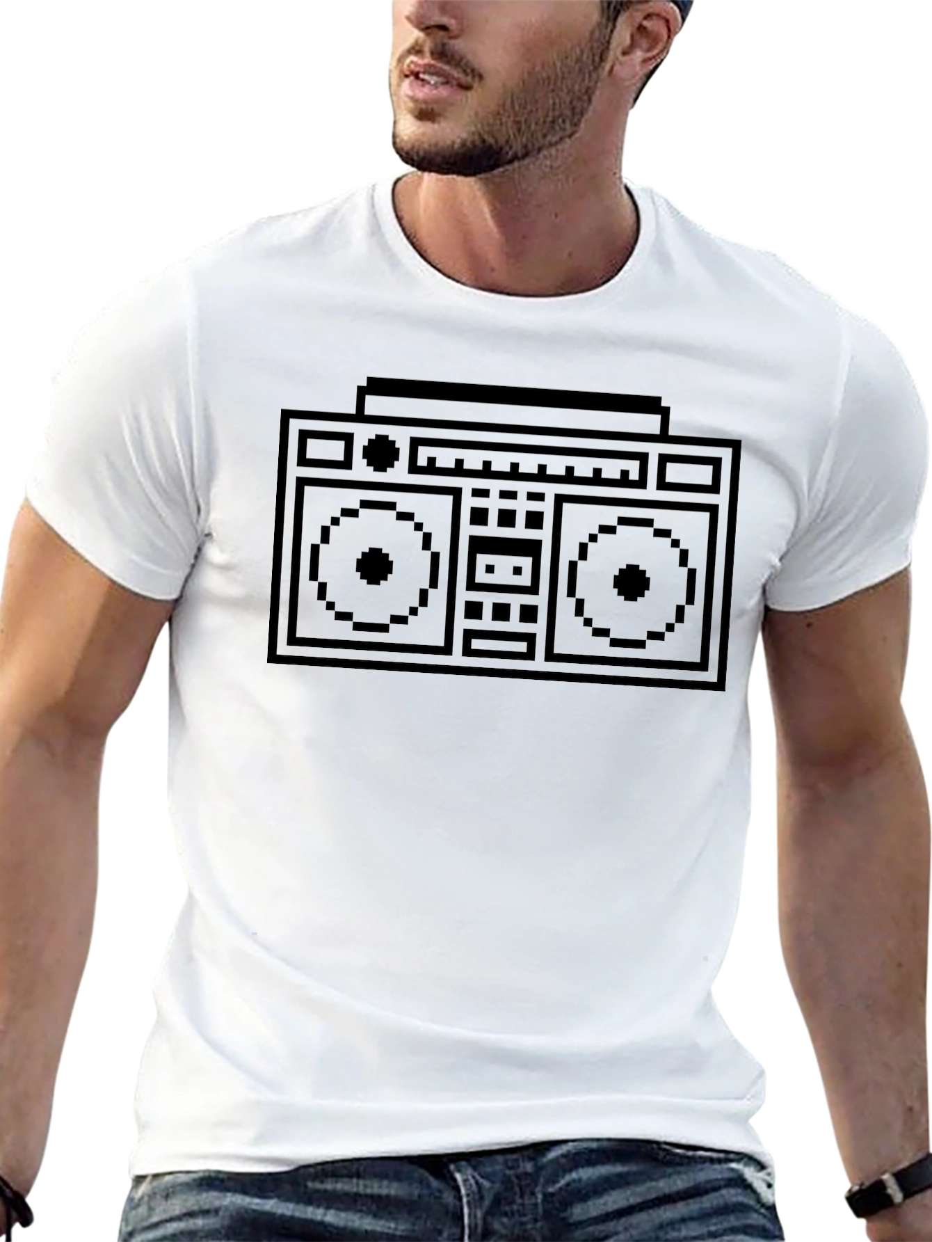Retro Pixel Boombox T-Shirt - Black