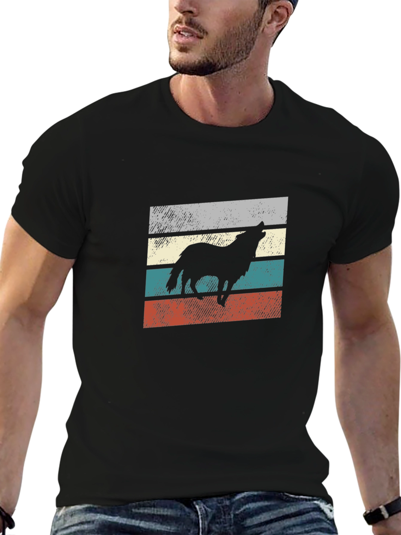 Retro Wolf Silhouette Graphic Tee