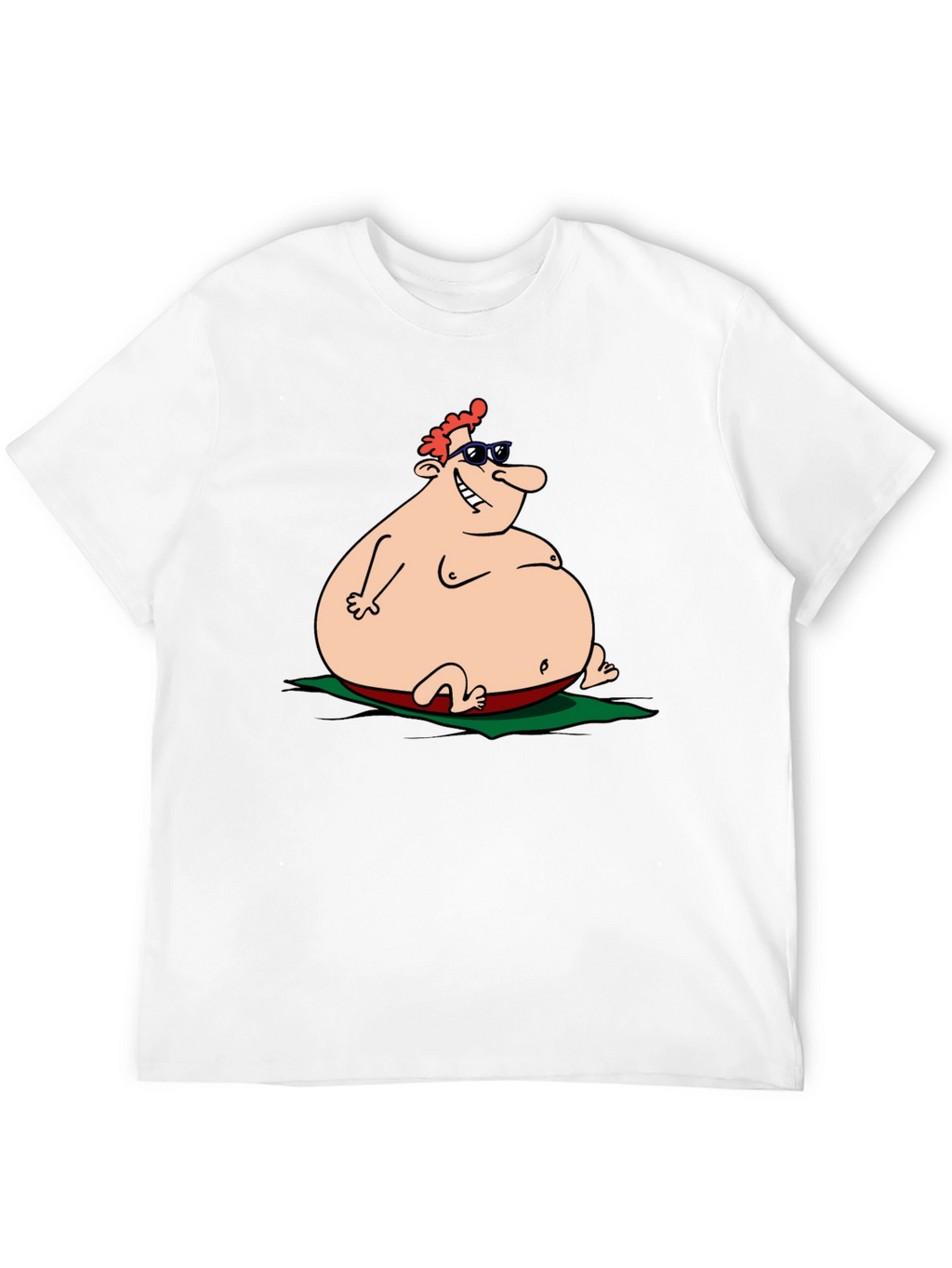 Humorous Cartoon Sunbather Black T-Shirt