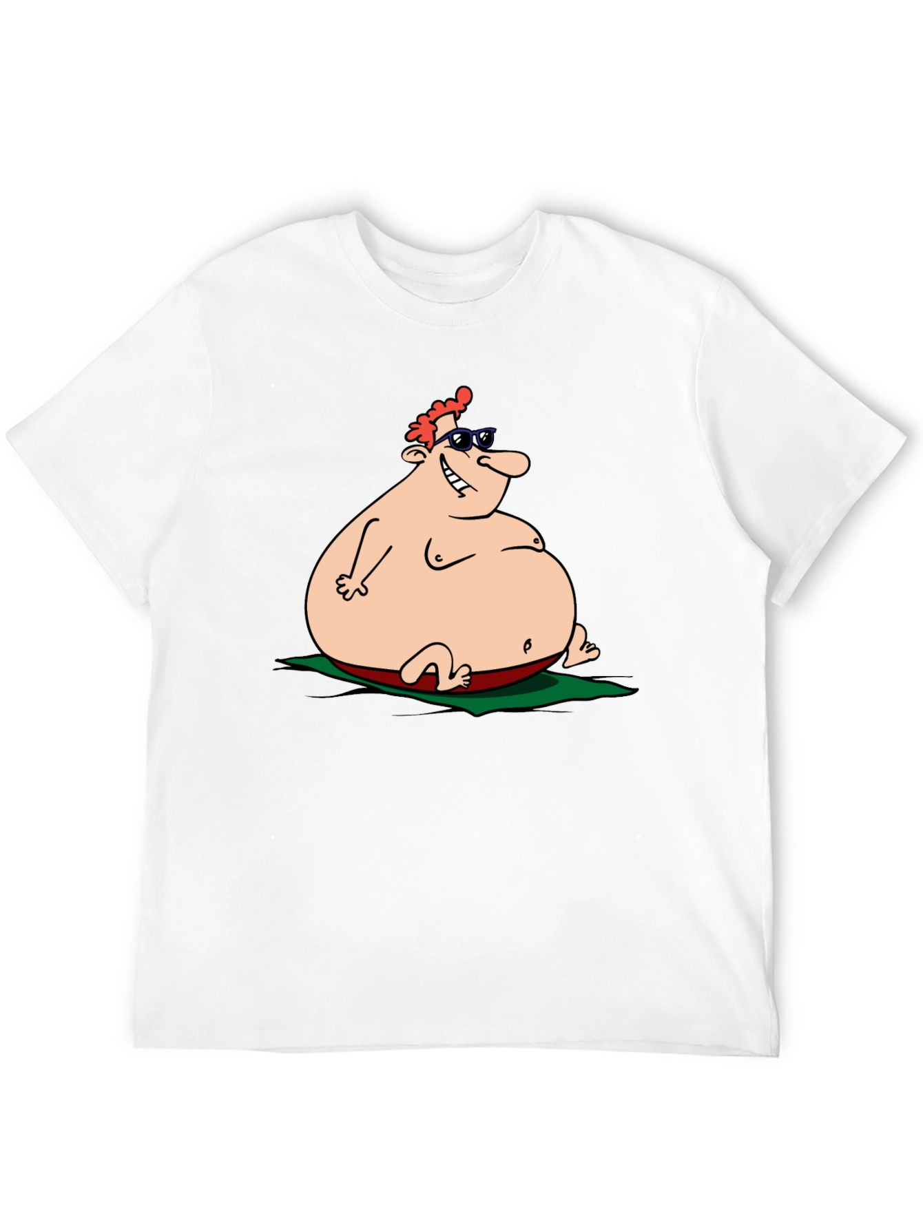 Humorous Cartoon Sunbather Black T-Shirt
