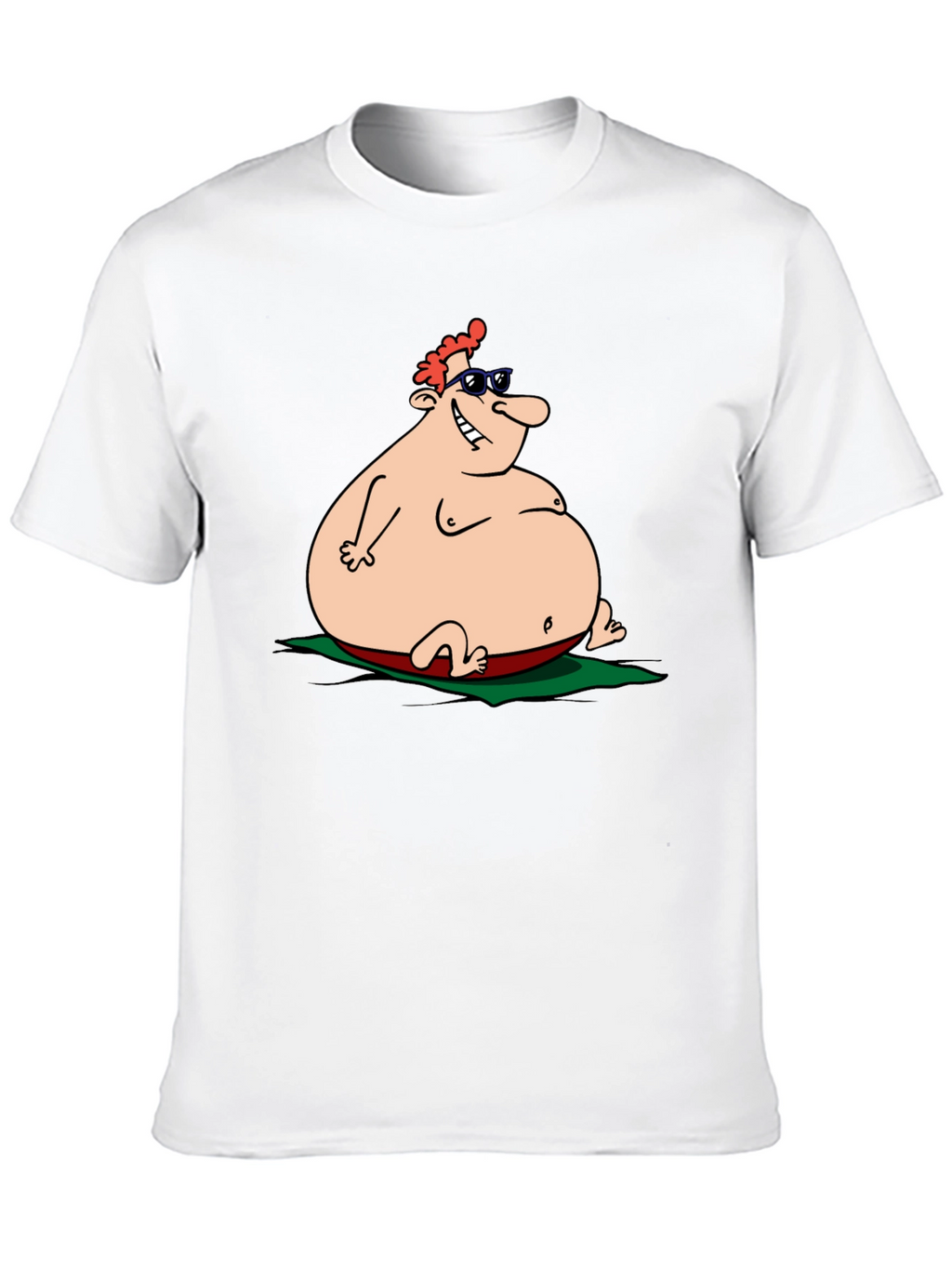 Humorous Cartoon Sunbather Black T-Shirt