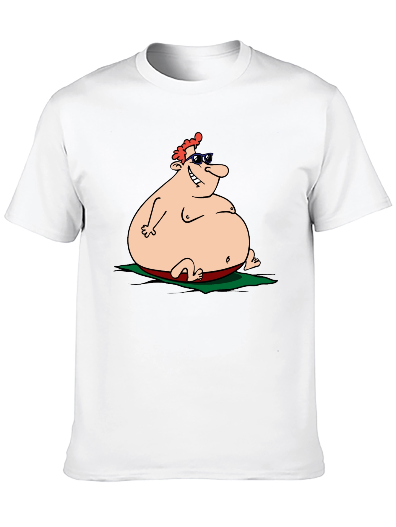 Humorous Cartoon Sunbather Black T-Shirt