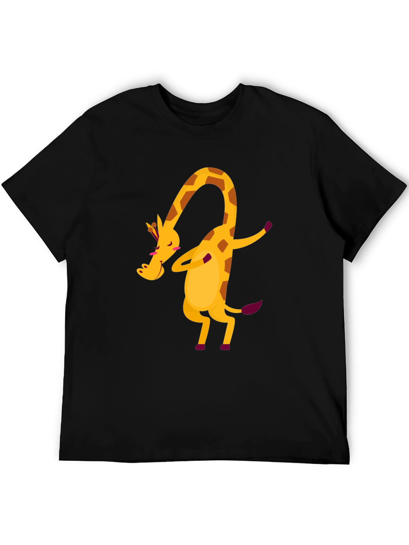 Dabbing Giraffe Graphic Tee - Fun Black T-Shirt