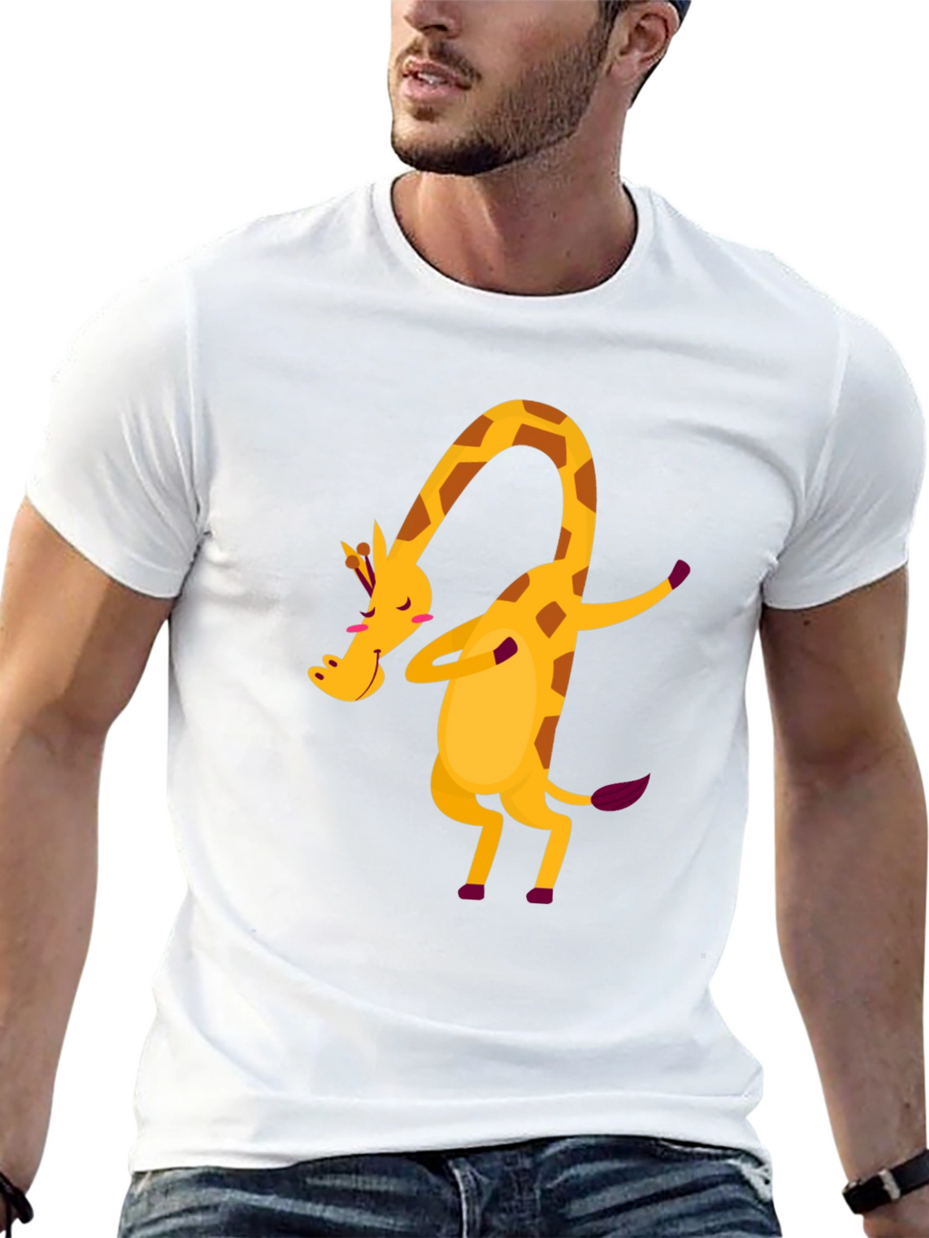 Dabbing Giraffe Graphic Tee - Fun Black T-Shirt