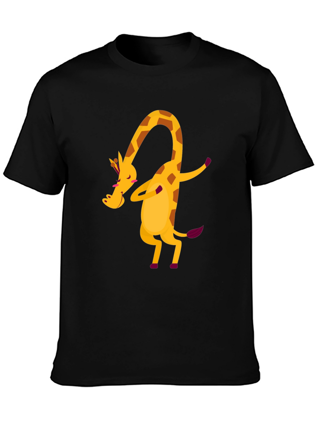 Dabbing Giraffe Graphic Tee - Fun Black T-Shirt