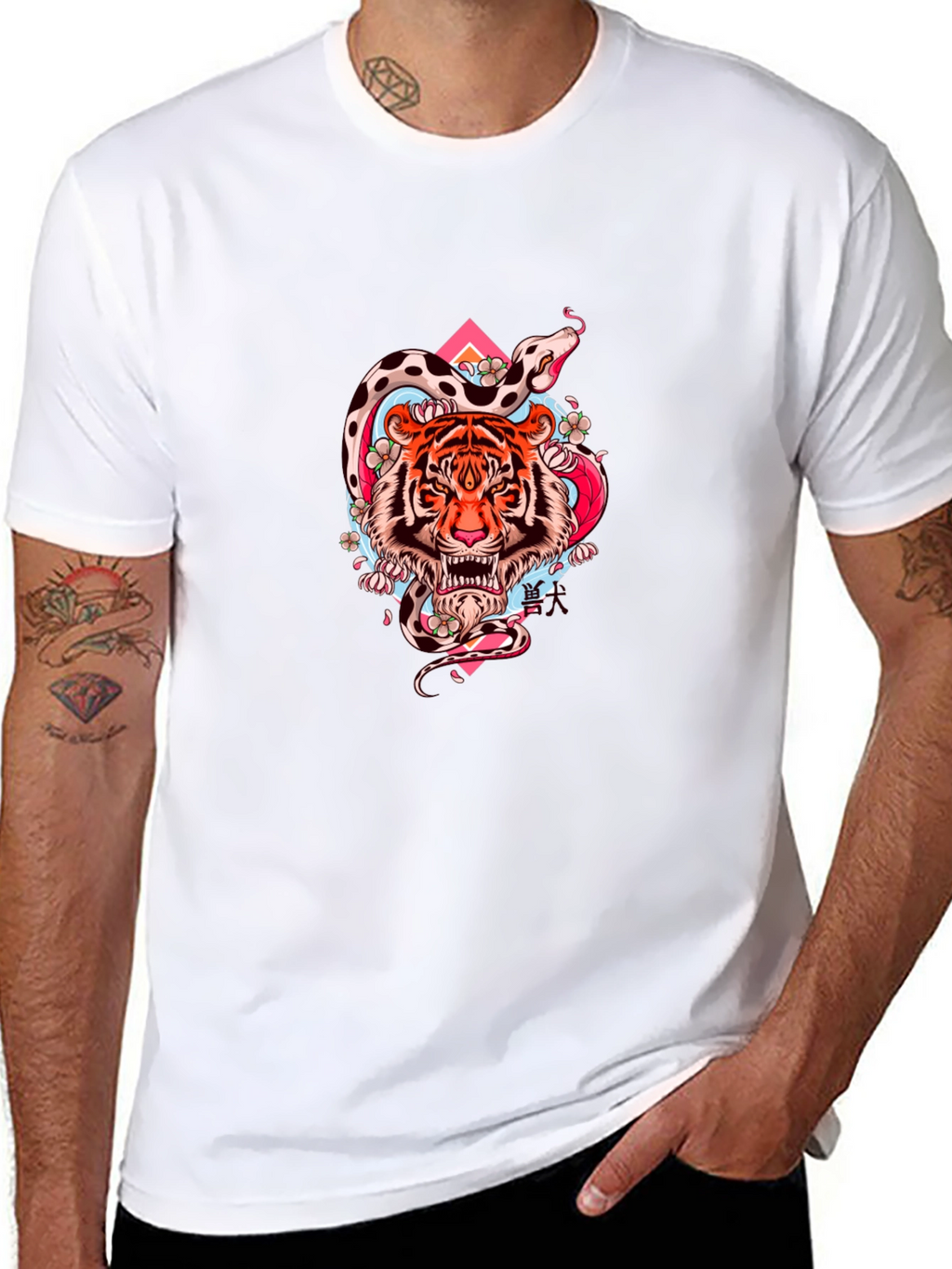 Tiger & Snake Graphic Tee - Cool Streetwear
