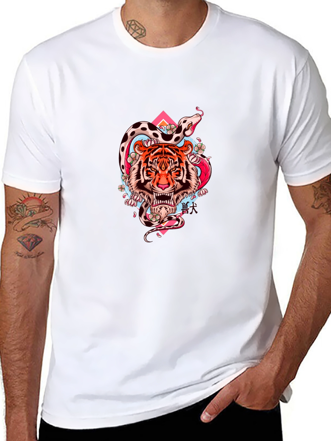 Tiger & Snake Graphic Tee - Cool Streetwear